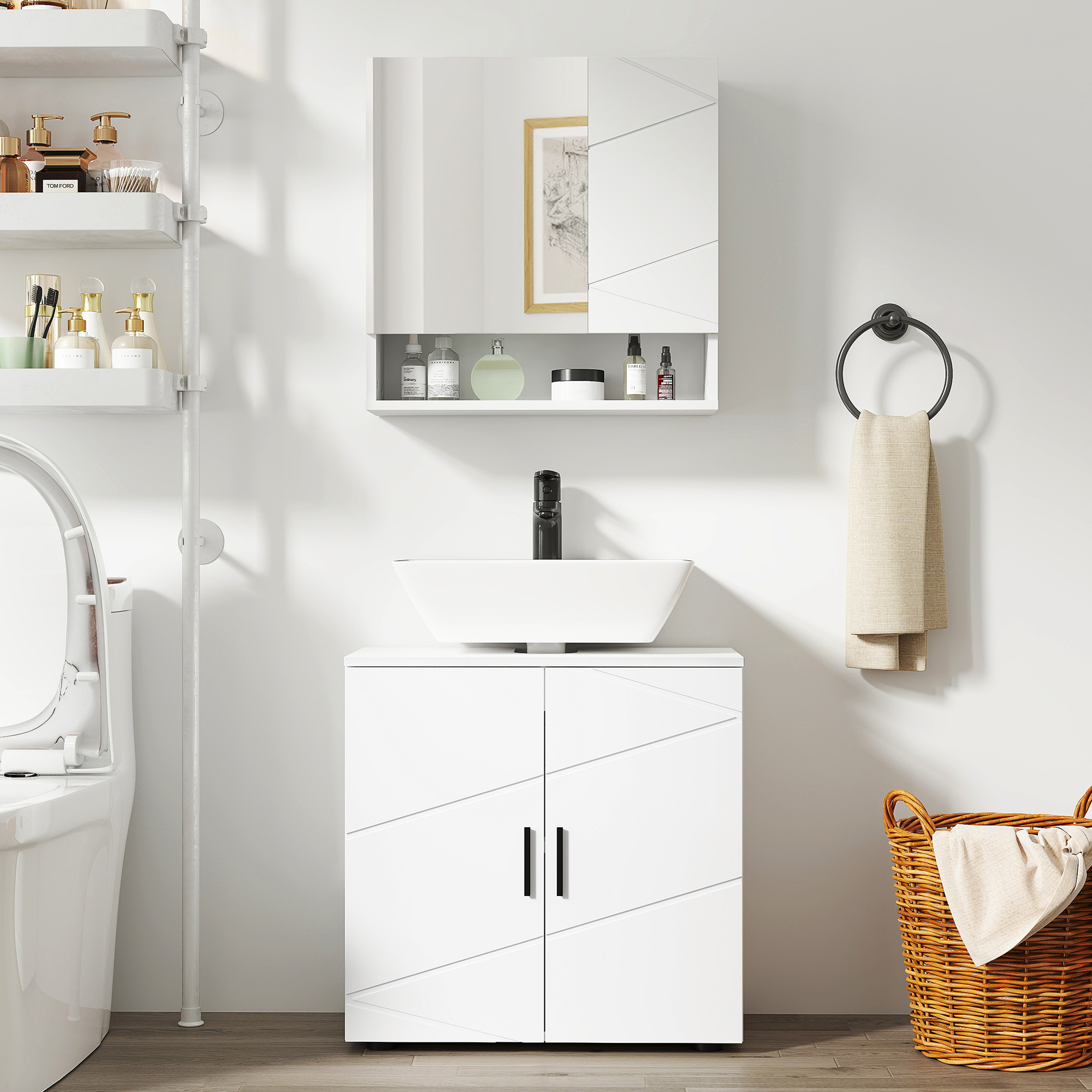 kleankin Wall Mounted Bathroom Storage Cupboard White 9