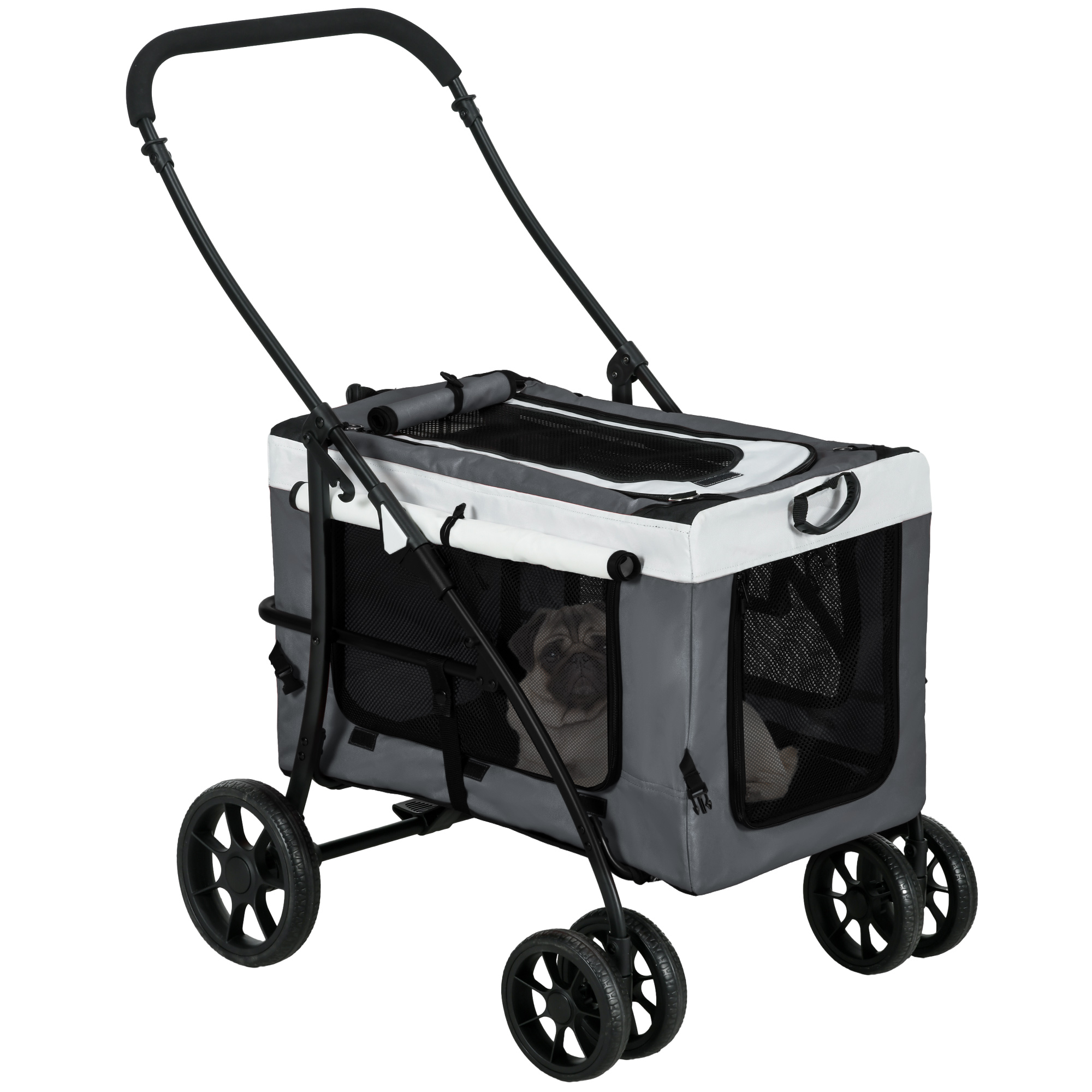 PawHut Pet Stroller for Small and Miniature Dogs, with Rain Cover - Khaki