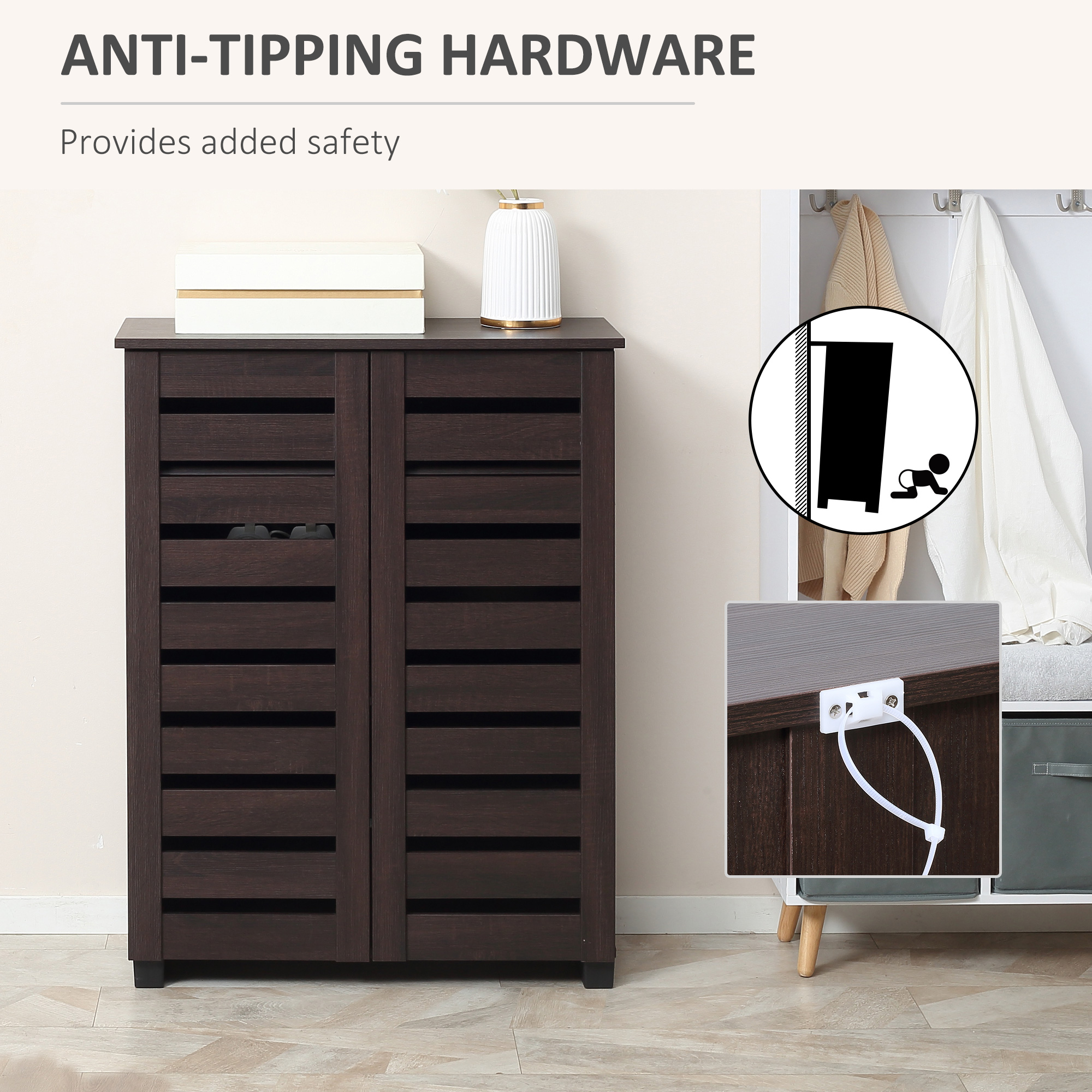 HOMCOM 15 Shoe Storage Cabinet Wood-Effect 7