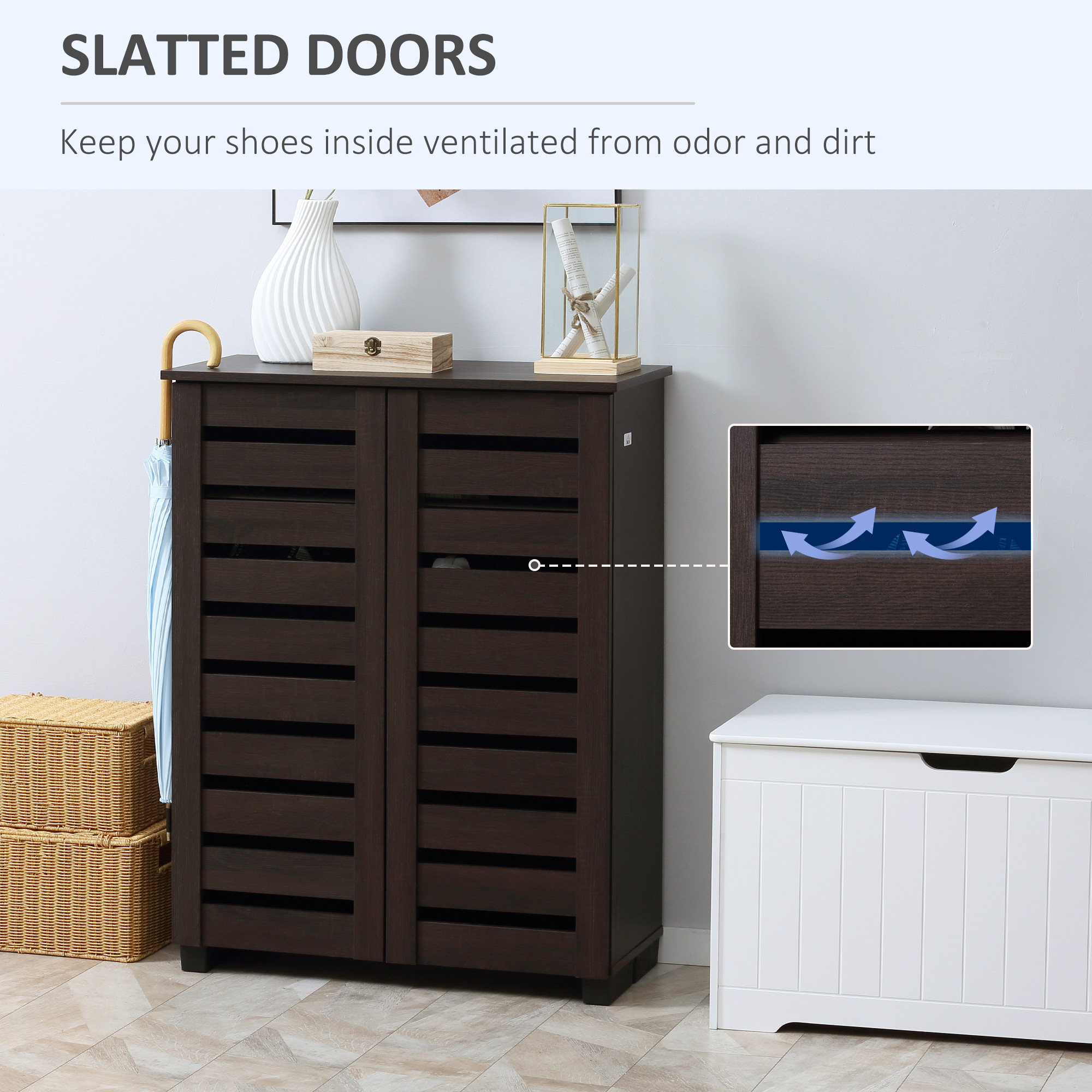 HOMCOM 15 Shoe Storage Cabinet Wood-Effect 5