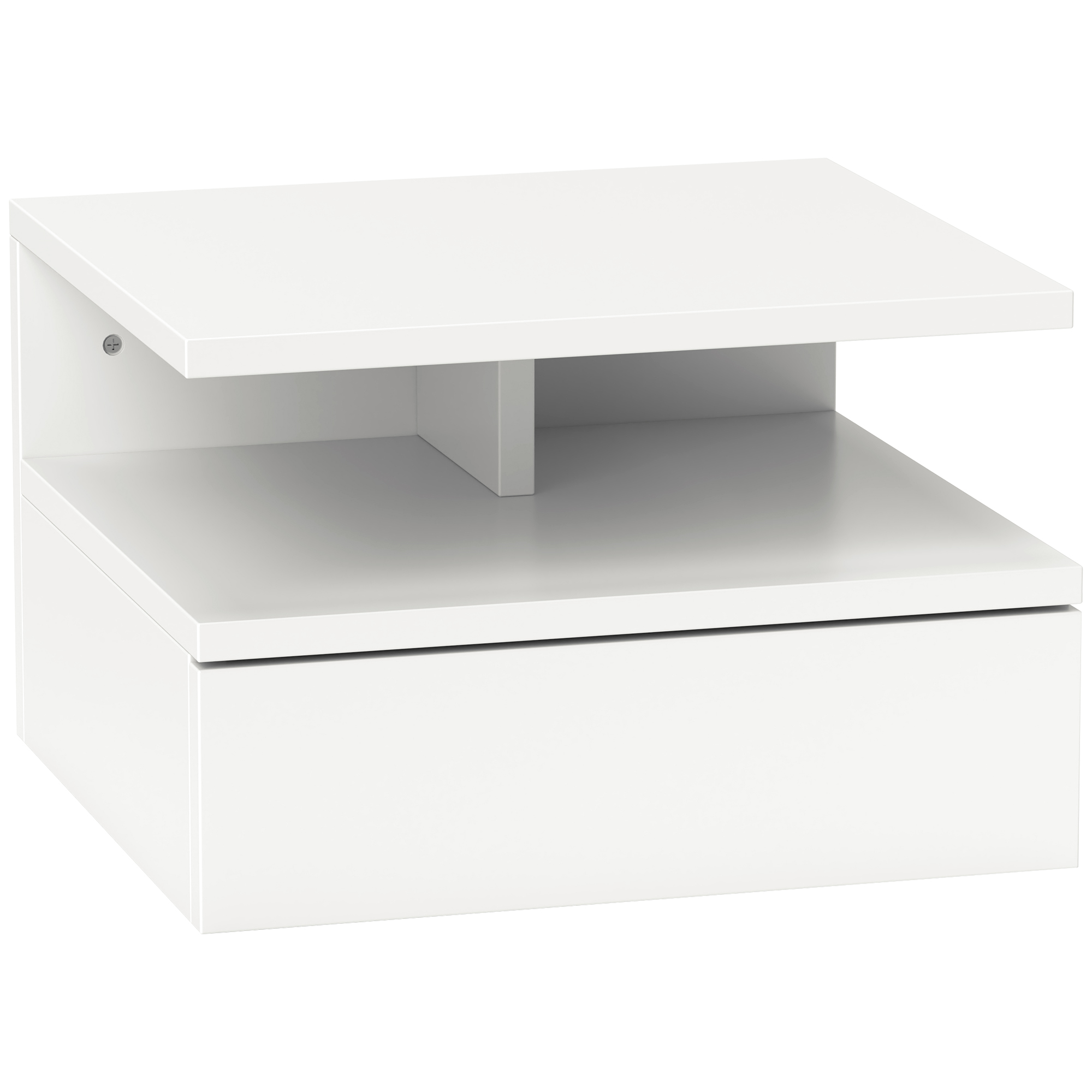HOMCOM Noptiera Suspendata cu Sertar si Raft Superior din Lemn, 35x32x22,5 cm, Alb | Aosom Romania