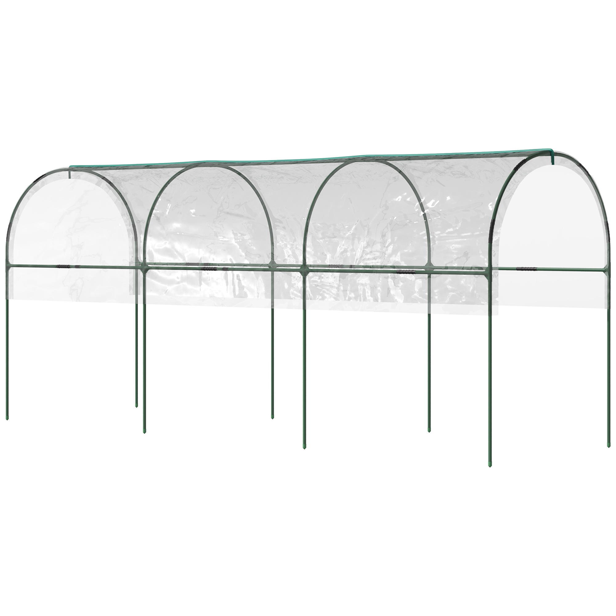 Outsunny Tunnel Tomato Greenhouse with 4 Hoops and Top Tap, Pointed Bottom and Guy Ropes, Clear Aosom UK