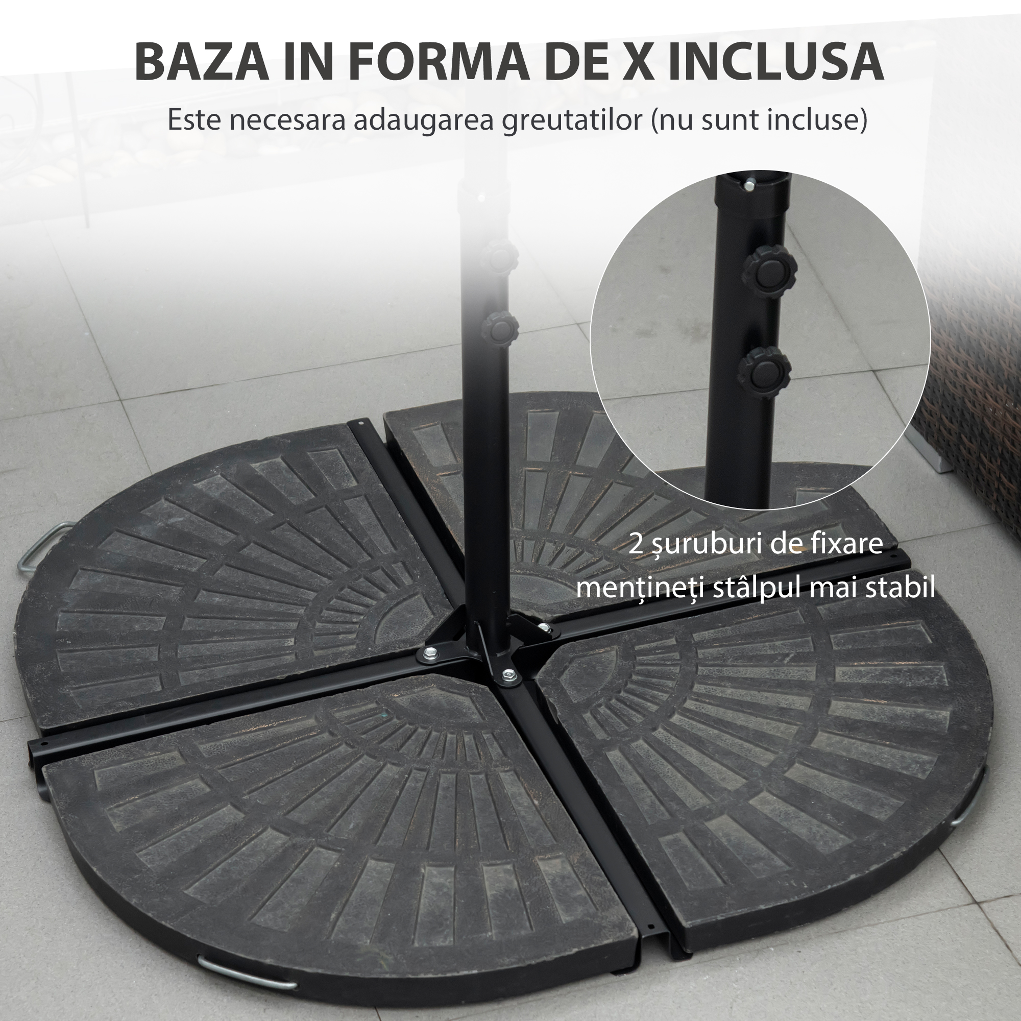  Umbrela de Gradina cu Rotatie la 360°, Brat cu Baza in Cruce si Orificiu de Ventilatie, Ø256x245 cm, Bej [5]