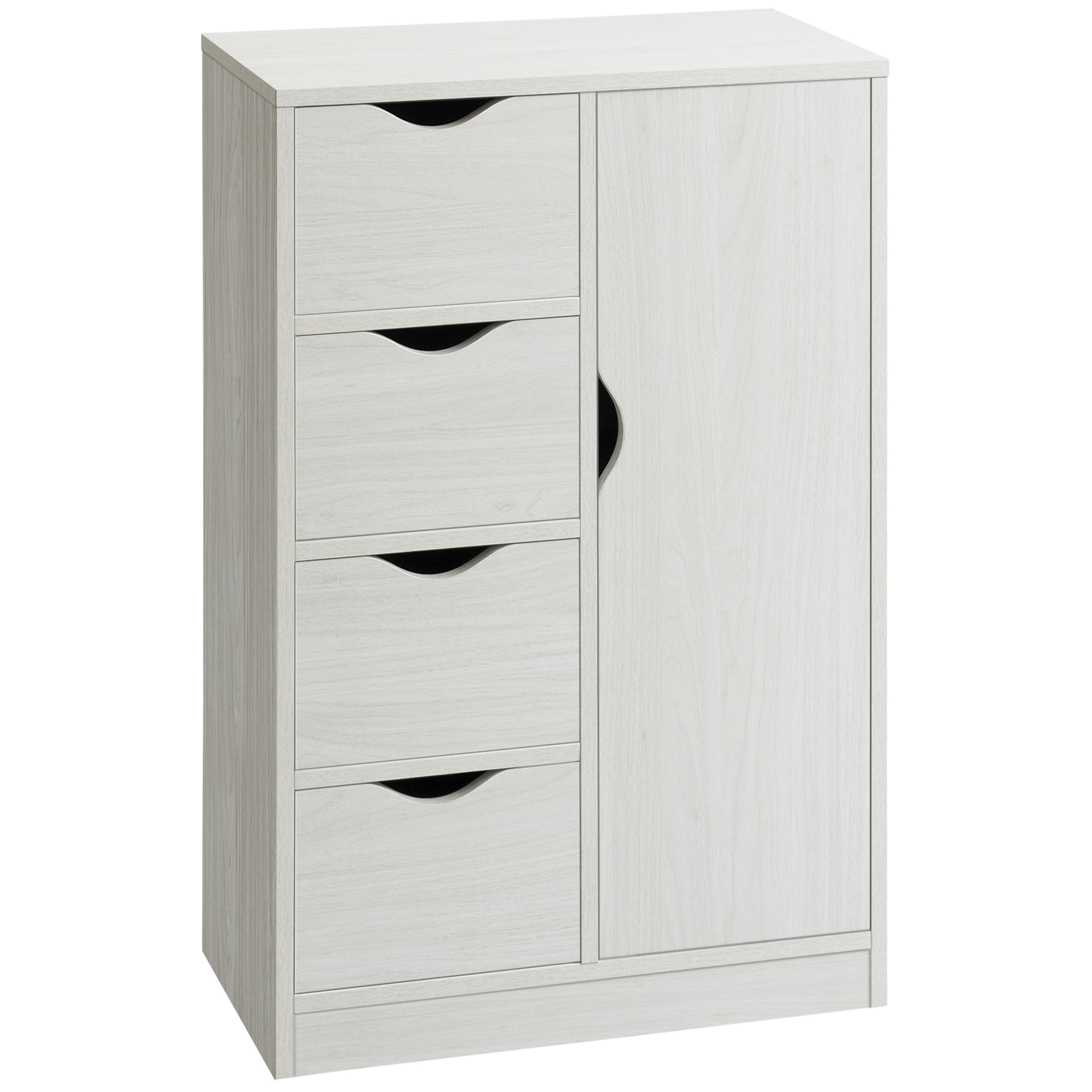 HOMCOM Armario Salón Blanco 4 Cajones 1 Puerta Estante Interior Mueble Almacenaje Multiusos 54x29x83 cm Blanco   Aosom España
