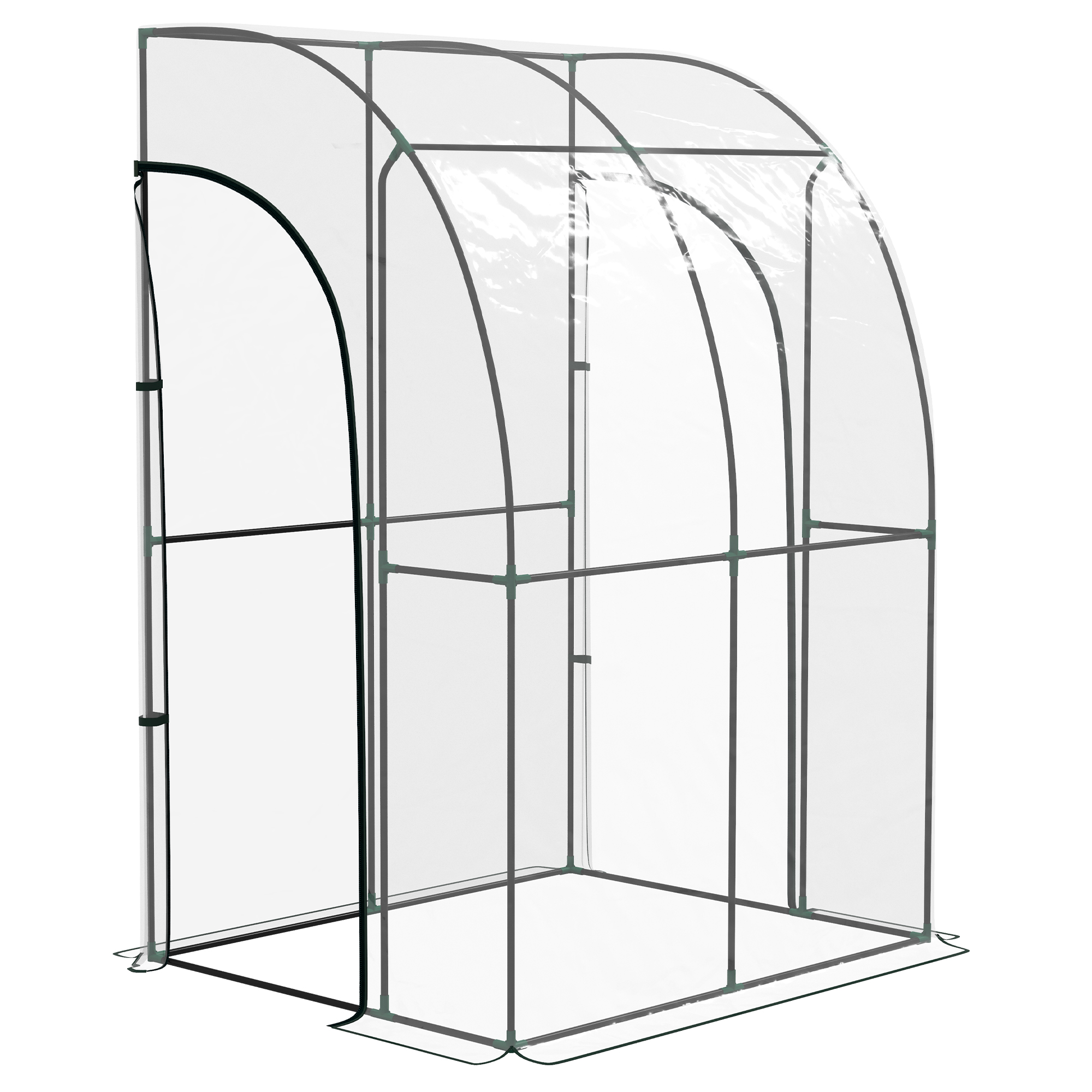 Outsunny Serre de Jardin adossée serre adossée 2 portes zippées enroulables acier PVC transparent Outsunny Serre de Jardin adossée serre adossée 2 portes zippées enroulables acier PVC transparent