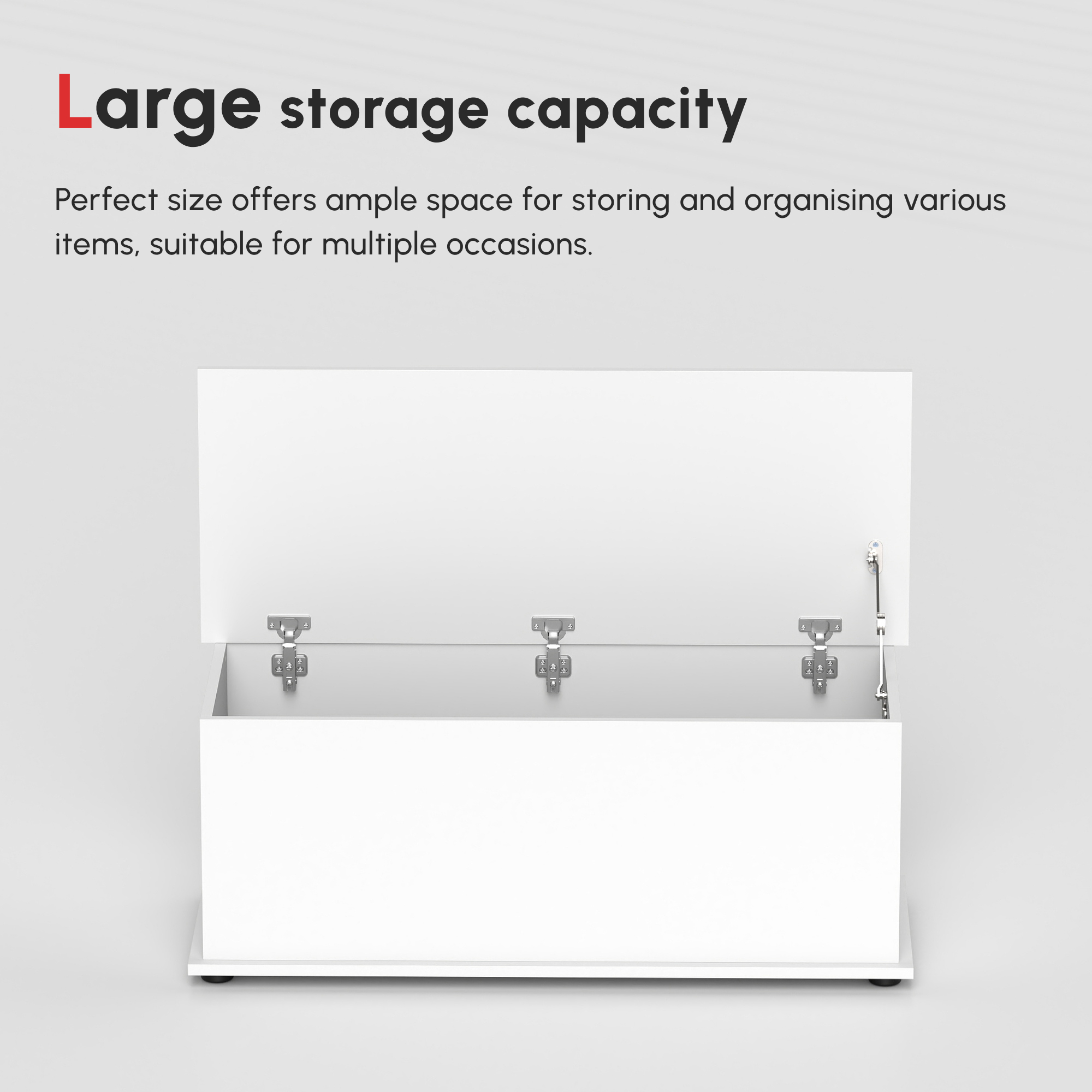 HOMCOM 113L Storage Chest, Storage Box with Flip-Top Lid and 2 Safety Hinges, Storage Trunk for Living Room, Entryway, 100 x 40 x 40 cm, White 7