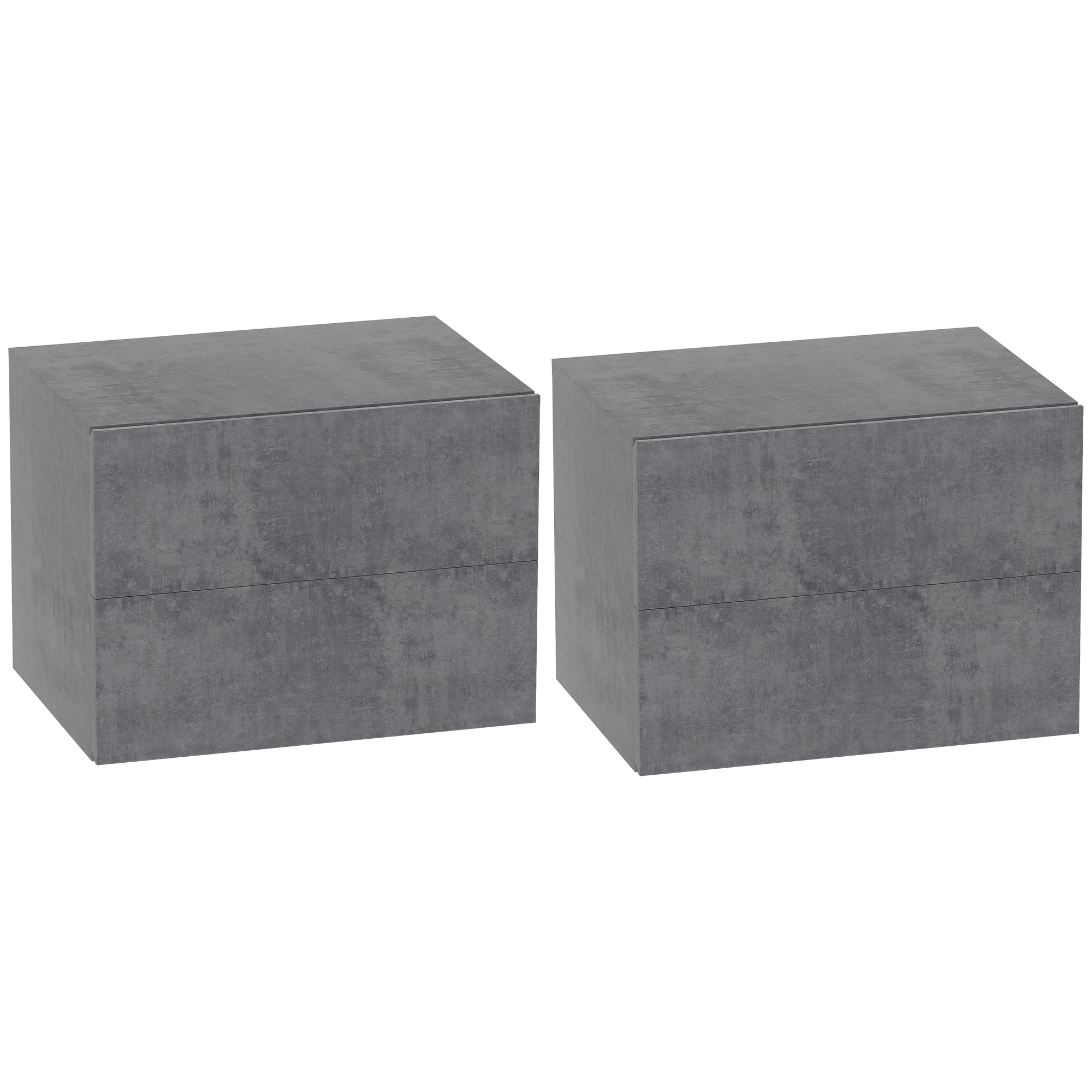 HOMCOM Set de 2 Noptiere Suspendate cu 2 Sertare, 40x29x30 cm, Gri | Aosom Romania