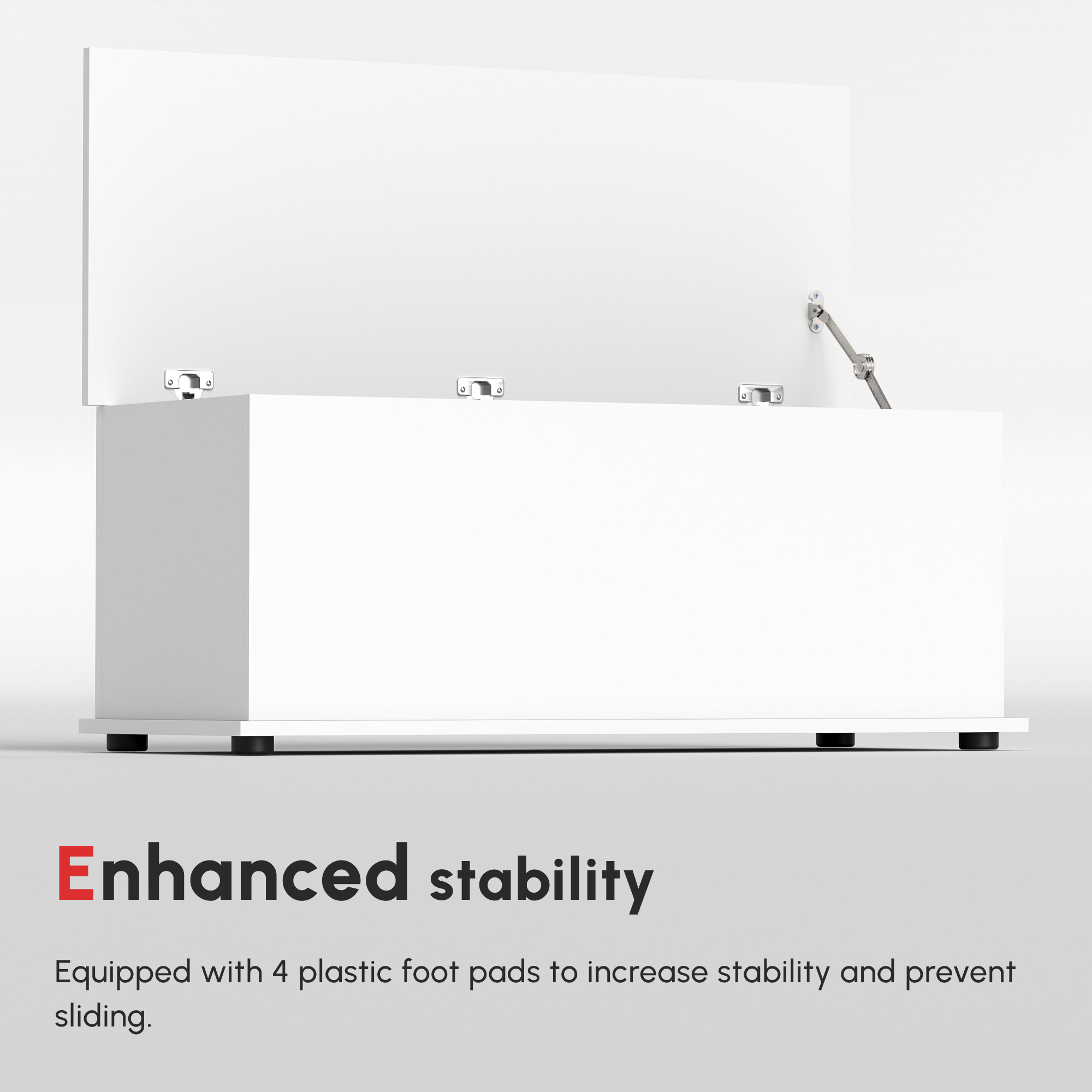 HOMCOM 113L Storage Chest, Storage Box with Flip-Top Lid and 2 Safety Hinges, Storage Trunk for Living Room, Entryway, 100 x 40 x 40 cm, White 9