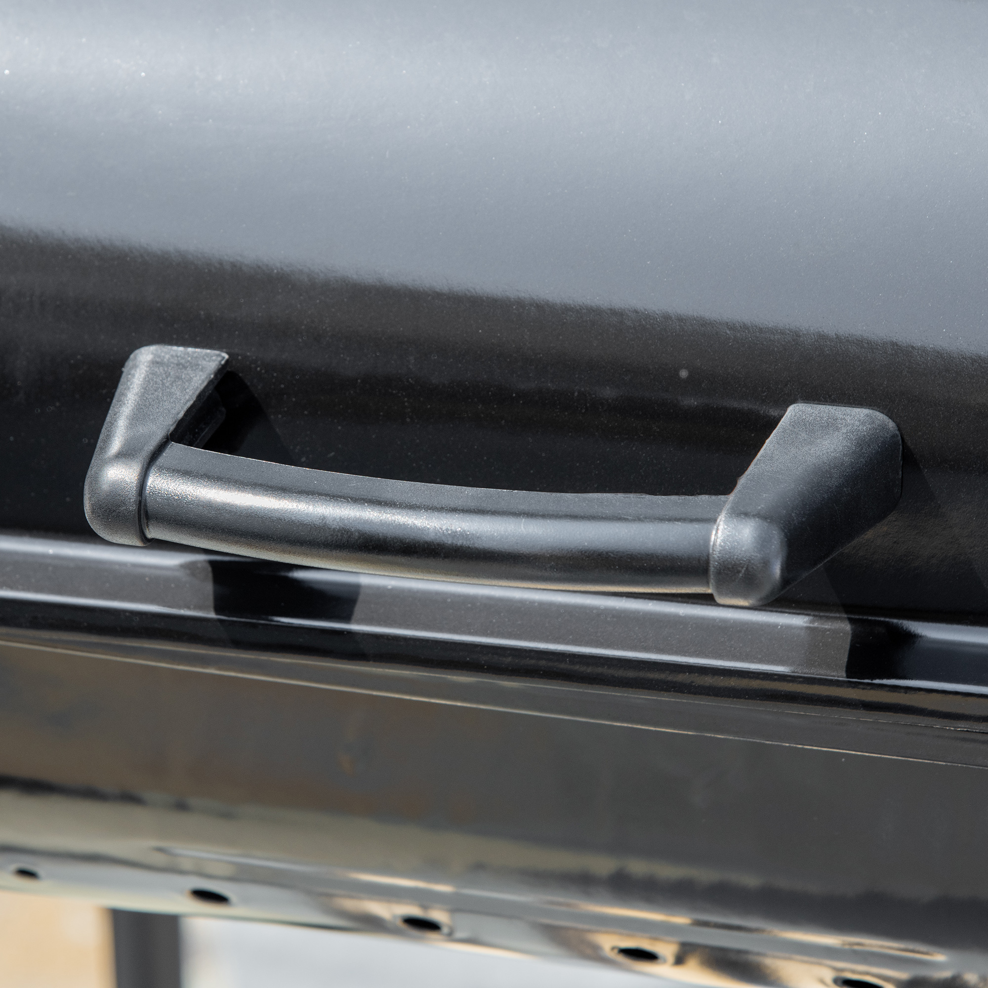  Gratar cu Carbuni, Rafturi, Roti, Capac si Priza de Aer, 113x62x97 cm, Negru [8]