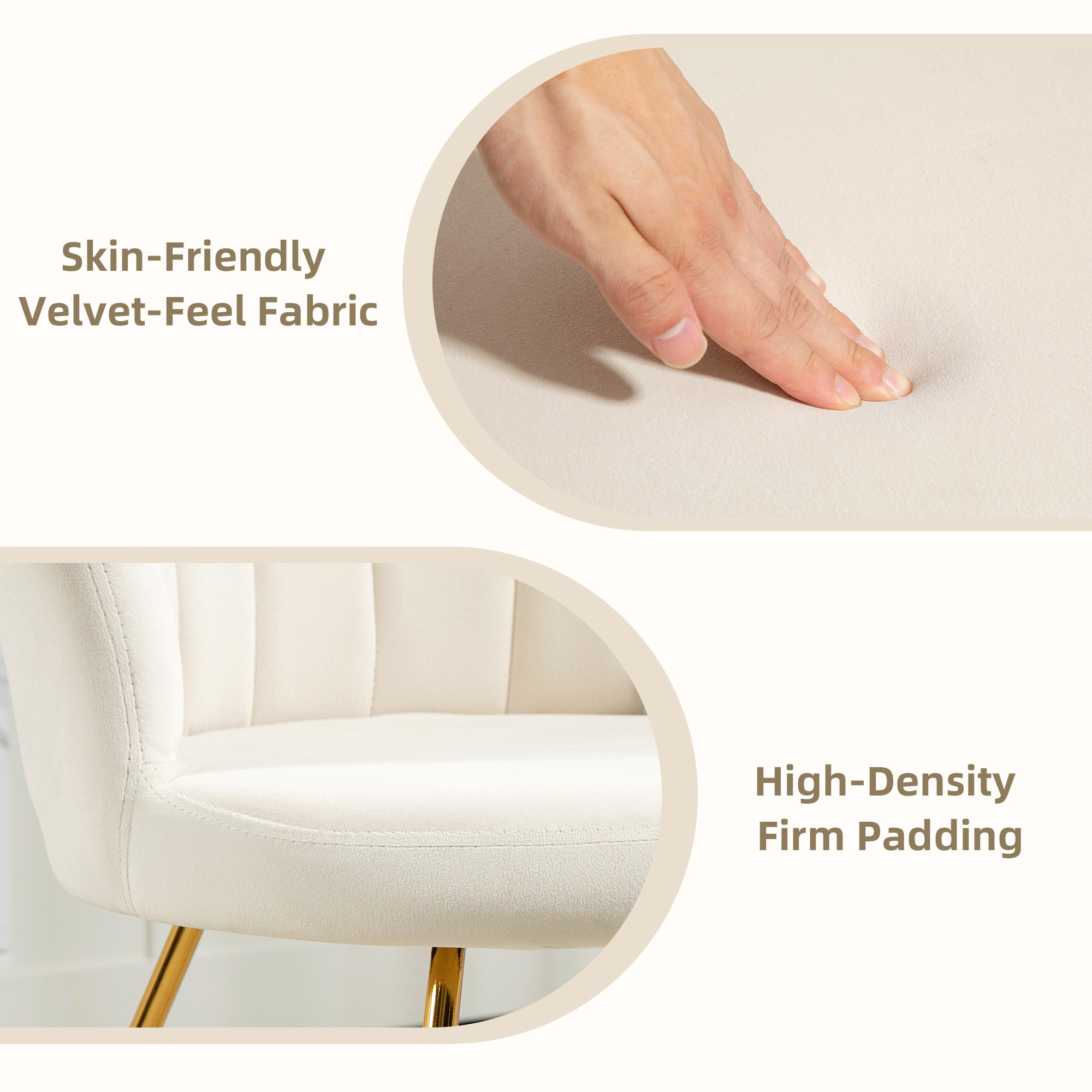 HOMCOM Velvet-Feel Lotus Petal Accent Chair Cream 5