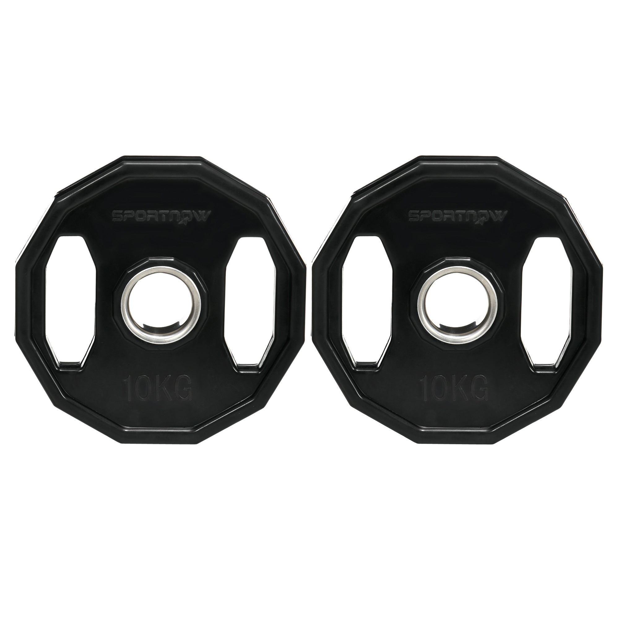 SPORTNOW Olympic Weight Plates Set, Metal and Rubber Bumper Plates Weights Discs with 2"/5cm Holes, for Home Gym Weight Lifting Strength Training, 2 x 10kg, Black