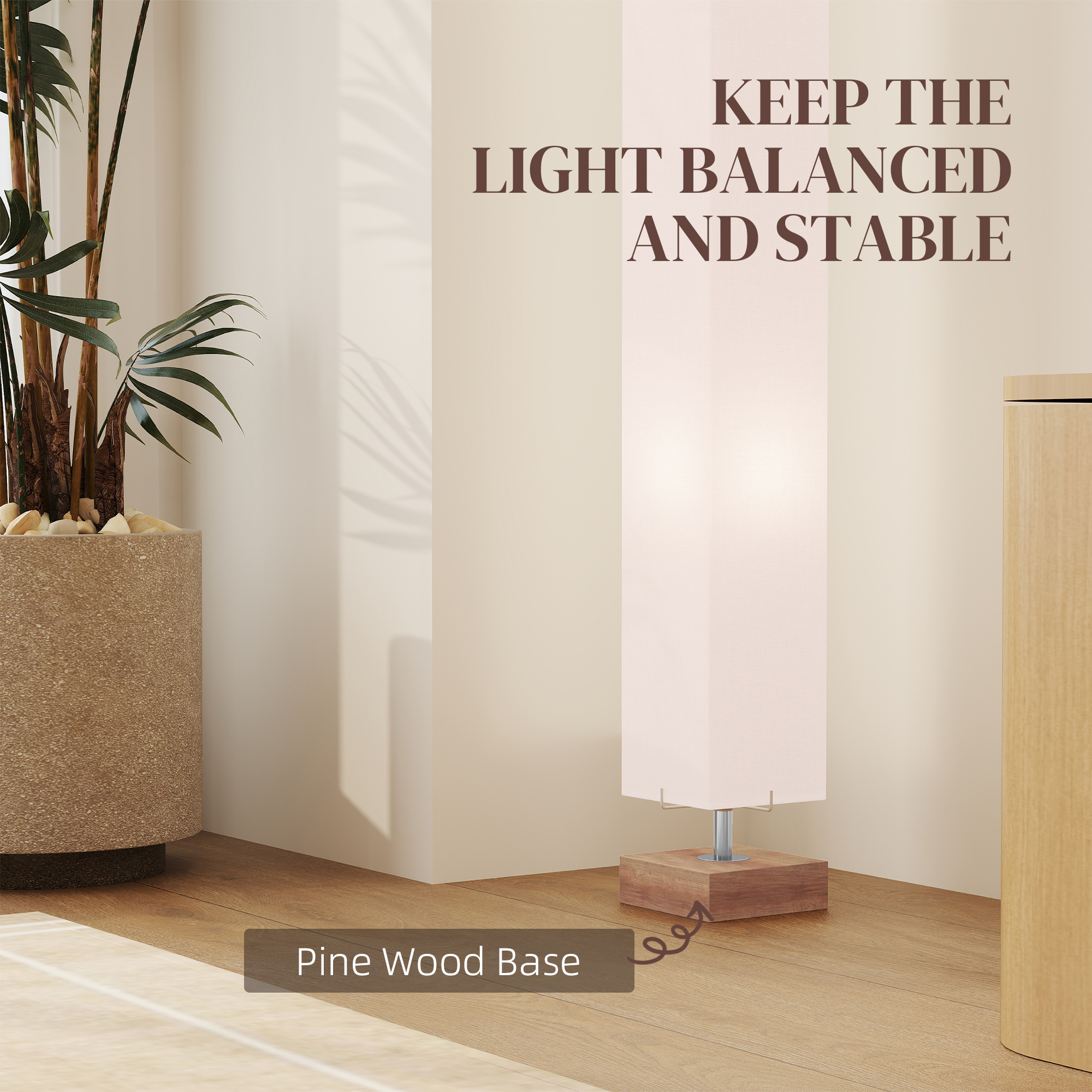 HOMCOM Floor Lamp, 120cm Standing Lamp with Linen Lampshade, Standard Light with Pine Wood Base for Living Room, Bedroom (Bulbs Not Included) 5