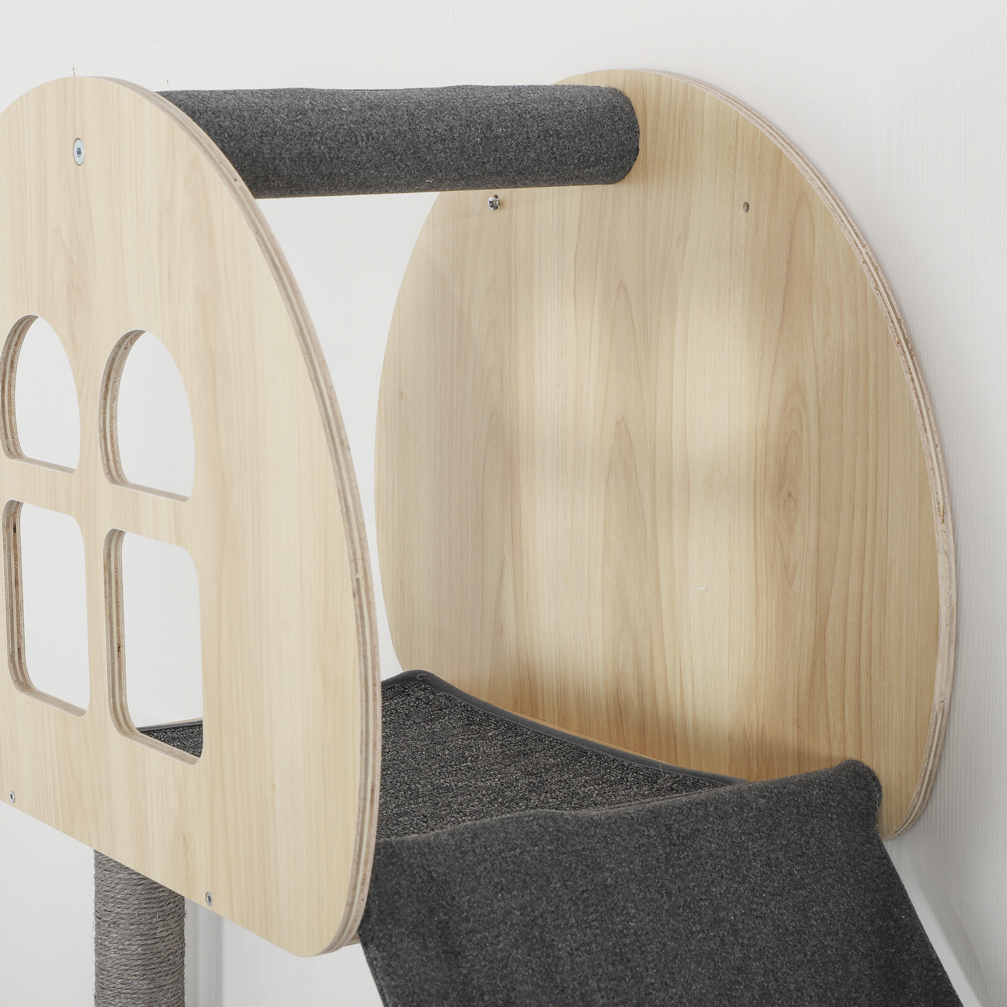 PawHut Katzen-Kletterwand Mit Hängematte & Plattformen – Platzsparender Kratzbaum In Grau