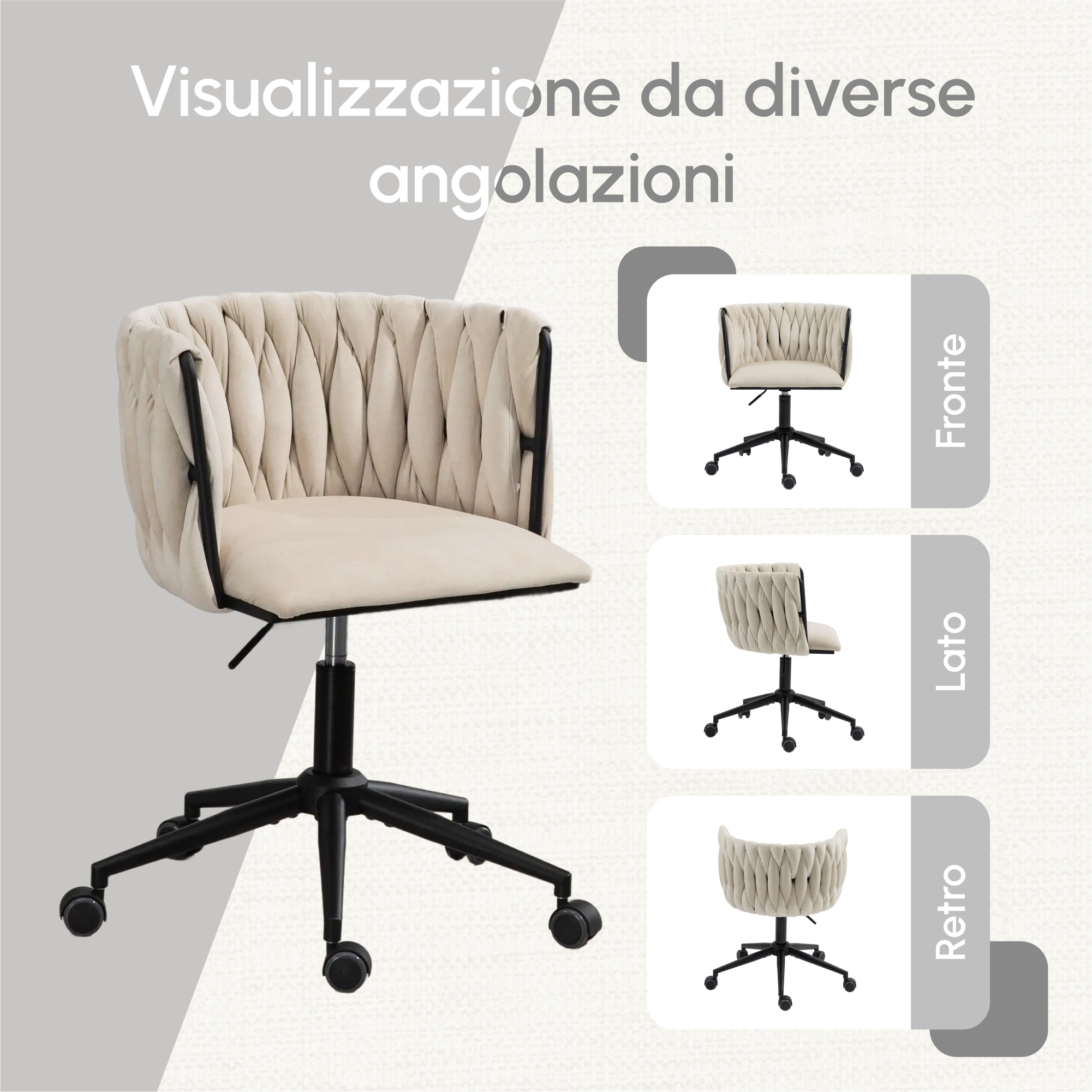 Sedia da ufficio ergonomica rosa con supporto lombare regolabile in altezza e rotazione a 360°, comoda sedia da gioco per casa, ufficio, studio e