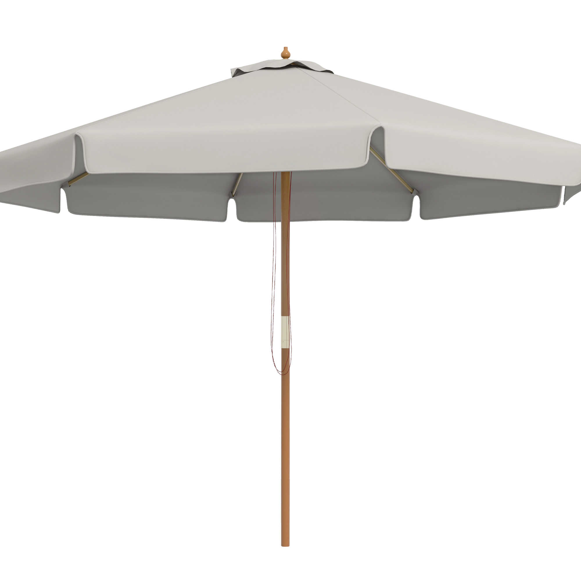 Outsunny Sombrilla de Jardín Ø325 cm con Sistema de Polea Techo de Ventilación y 8 Varillas de Bambú para Patio Terraza Gris