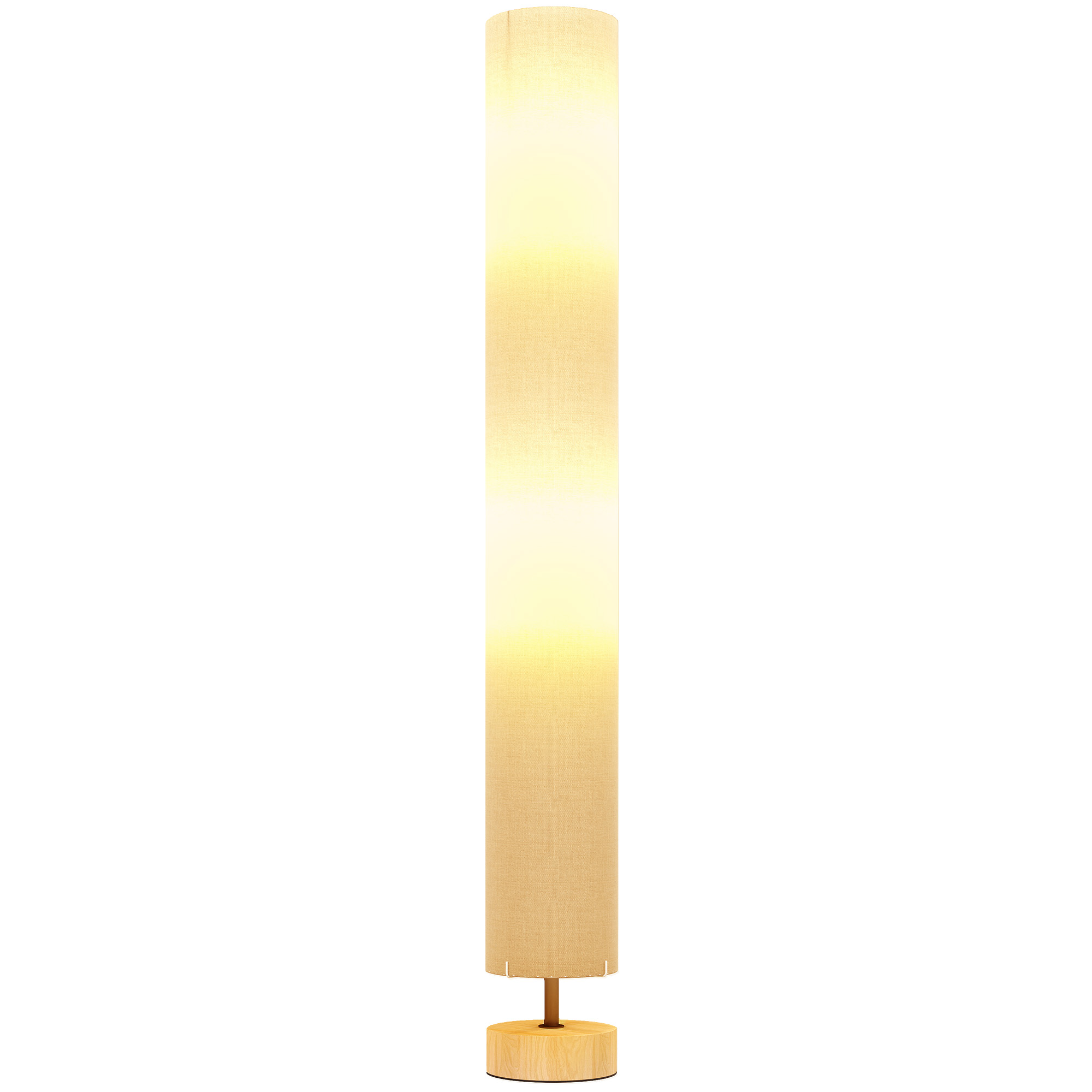 HOMCOM Lampadaire sur pied de salon avec abat-jour en lin, interrupteur à pied, 2 x douille E27, 120 cm, beige