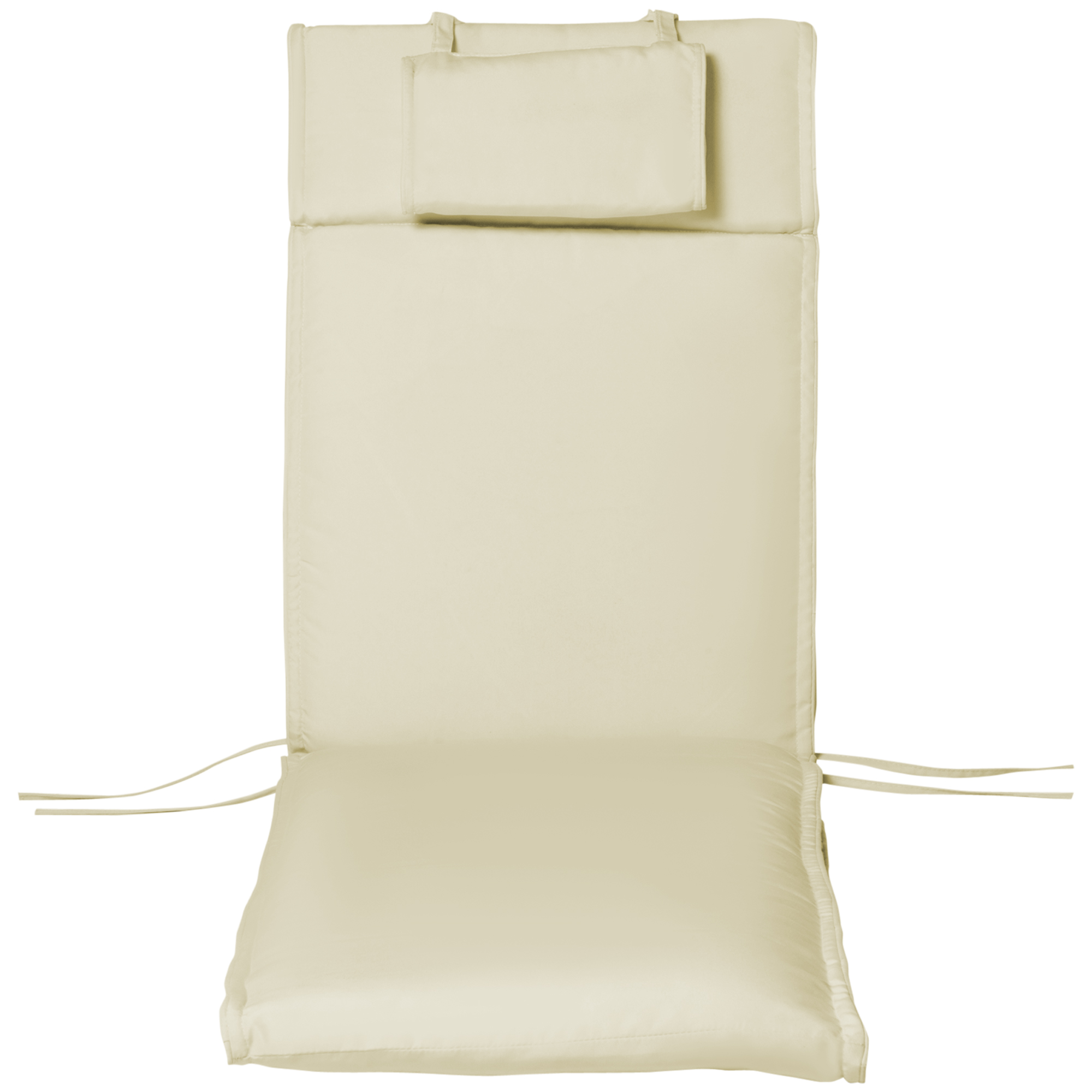Outsunny Coussin de Chaise Longue pour Transat de Jardin avec Oreiller Housse Amovible Polyester + Fibres de Coton Blanc Crème 198 x 53 x 5 cm