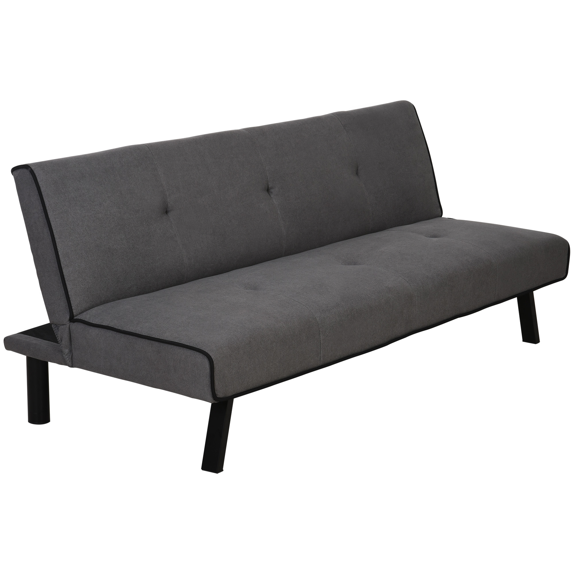 HOMCOM Canapé convertible 3 places inclinable en tissu avec pieds en métal pour salon charge 300 kg 170x76x72,5cm gris
