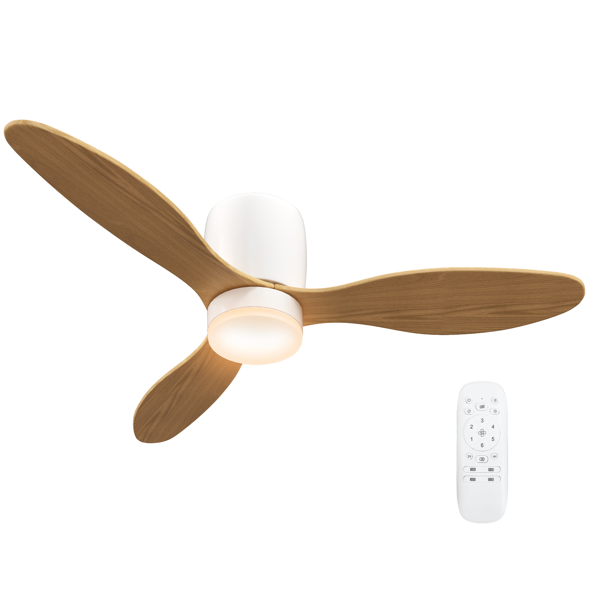 Ventilateur de plafond KEDIA - Pales en Bois Naturel - Argent + Bois Ventilateur de plafond KEDIA - Pales en Bois Naturel - Argent + Bois