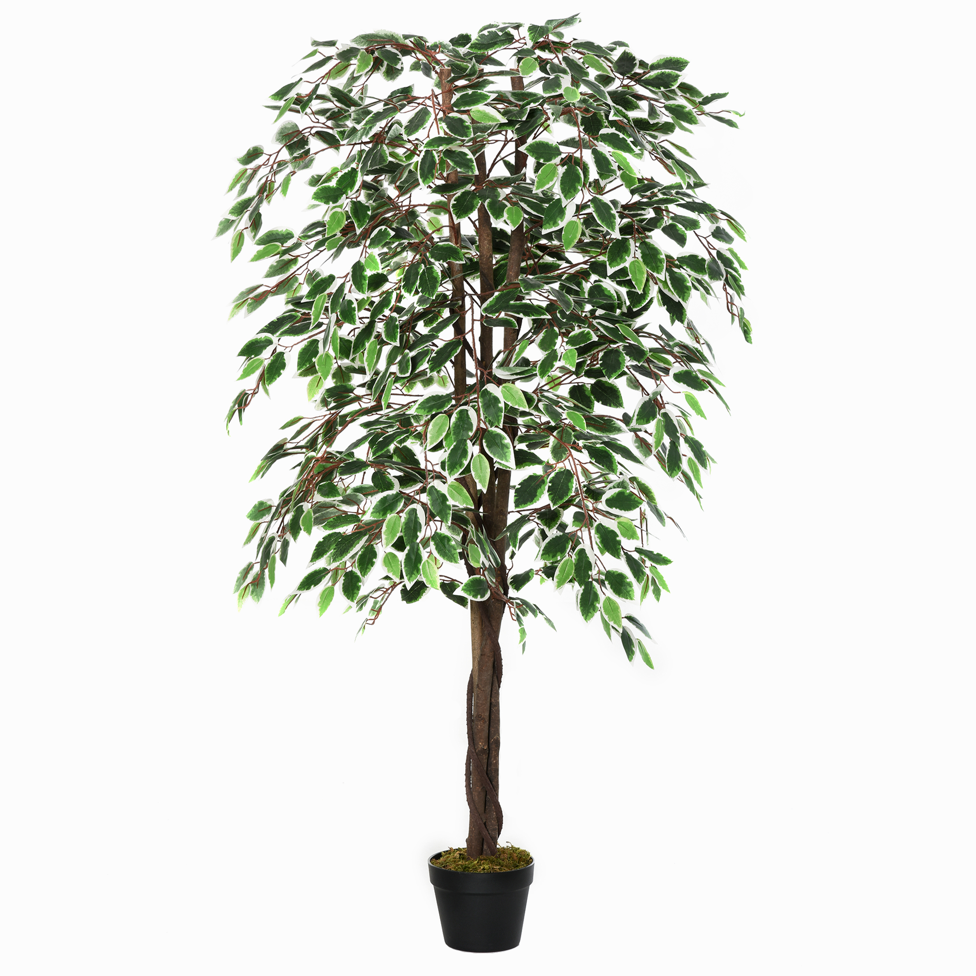 Outsunny 160cm/5.2FT Artificial Ficus Silk Tree with Nursery Pot, Decorative Fake Plant, for Indoor Outdoor Décor