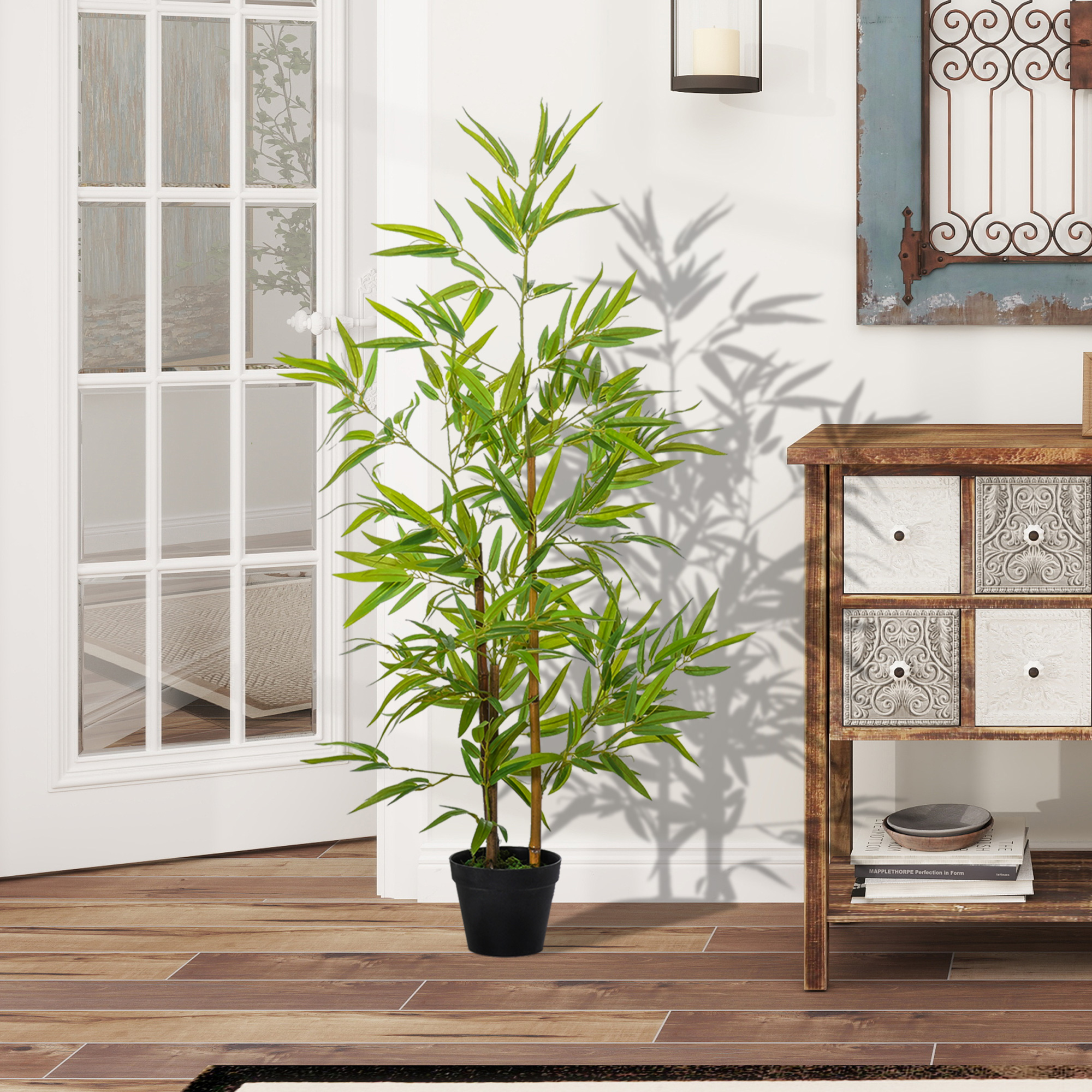 Outsunny Knstlicher Bambus Kunstpflanze Dekoration Kunstbaum  Baumdekoration 120cm| Aosom.de