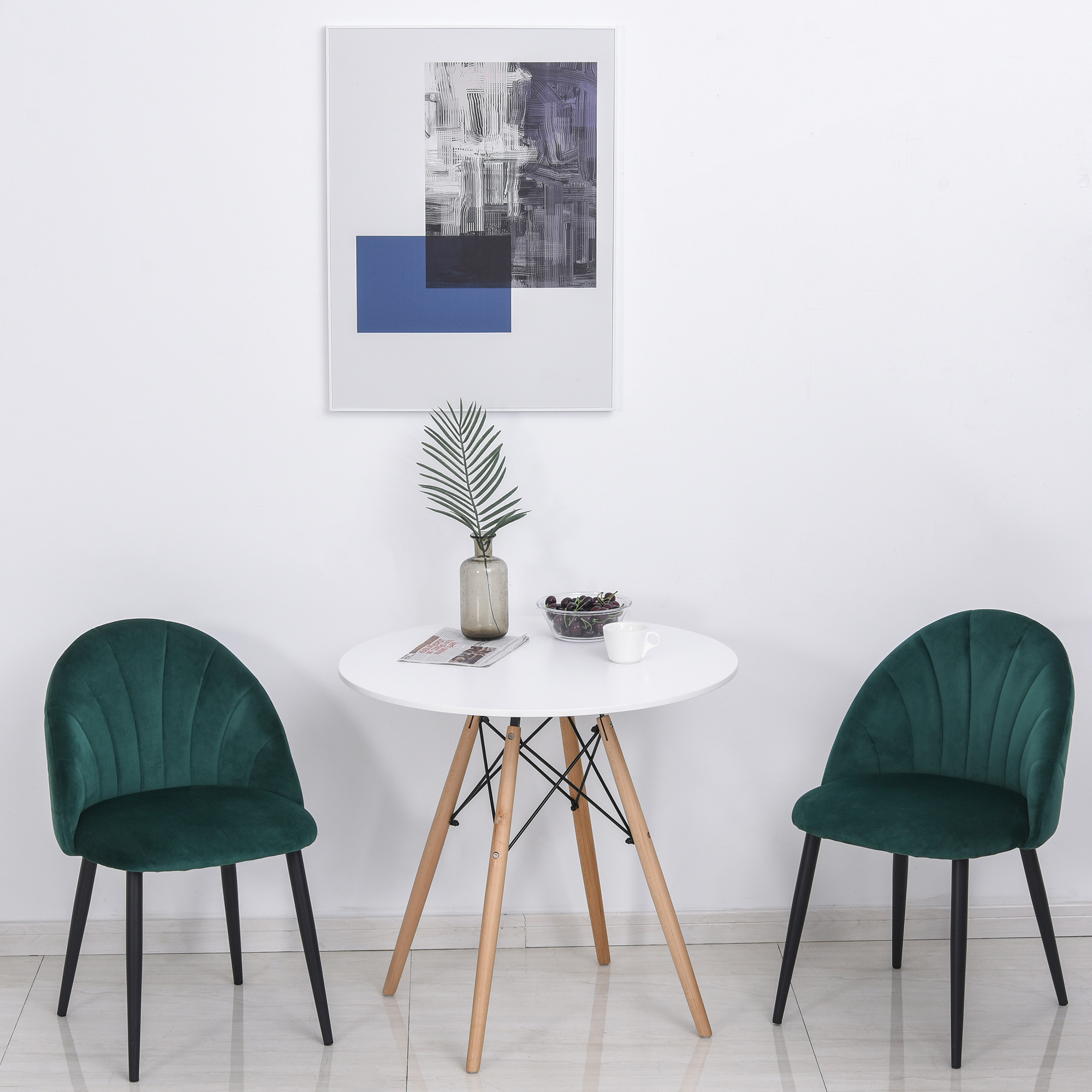 Set Di Sedie Da Cucina Set Sedie Da Pranzo In Velluto Verde/Nero