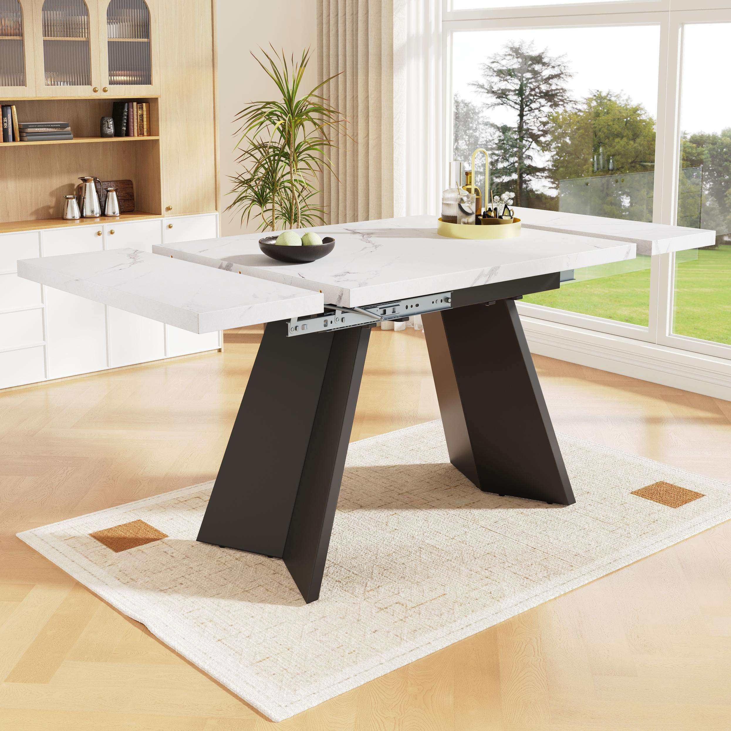 Ausziehbarer Esstisch, für Wohnzimmer und Homeoffice, 159x74x77 cm, Weiß＋S günstig online kaufen