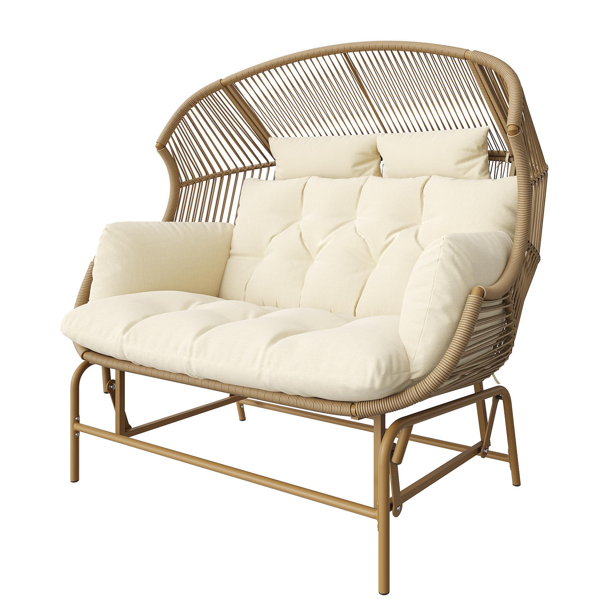 Mecedora de Jardín Doble 145x85x143 cm Color Natural | Aosom España