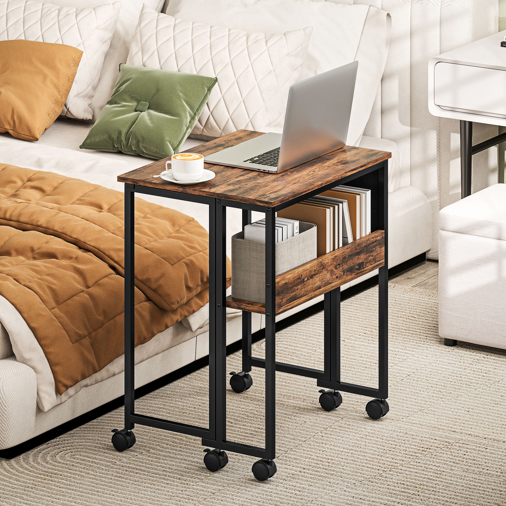 HOMCOM 63 cm Drop Leaf Writing Work Desk Rustic Brown 7