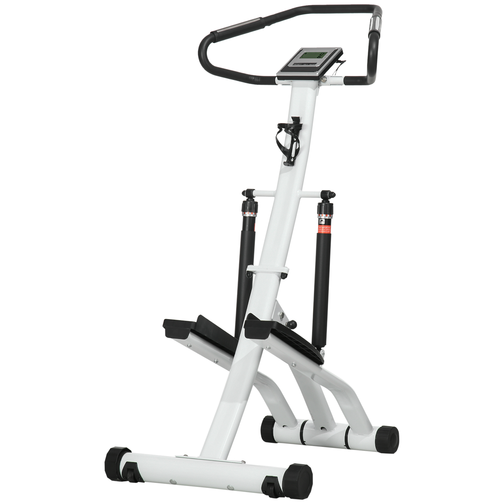 SPORTNOW Foldable Stepper Machine with 12-Level Hydraulic Resistance, Step Machine Exerciser with LCD Monitor and Drink Holder, for Home Fitness Workout, White and Black