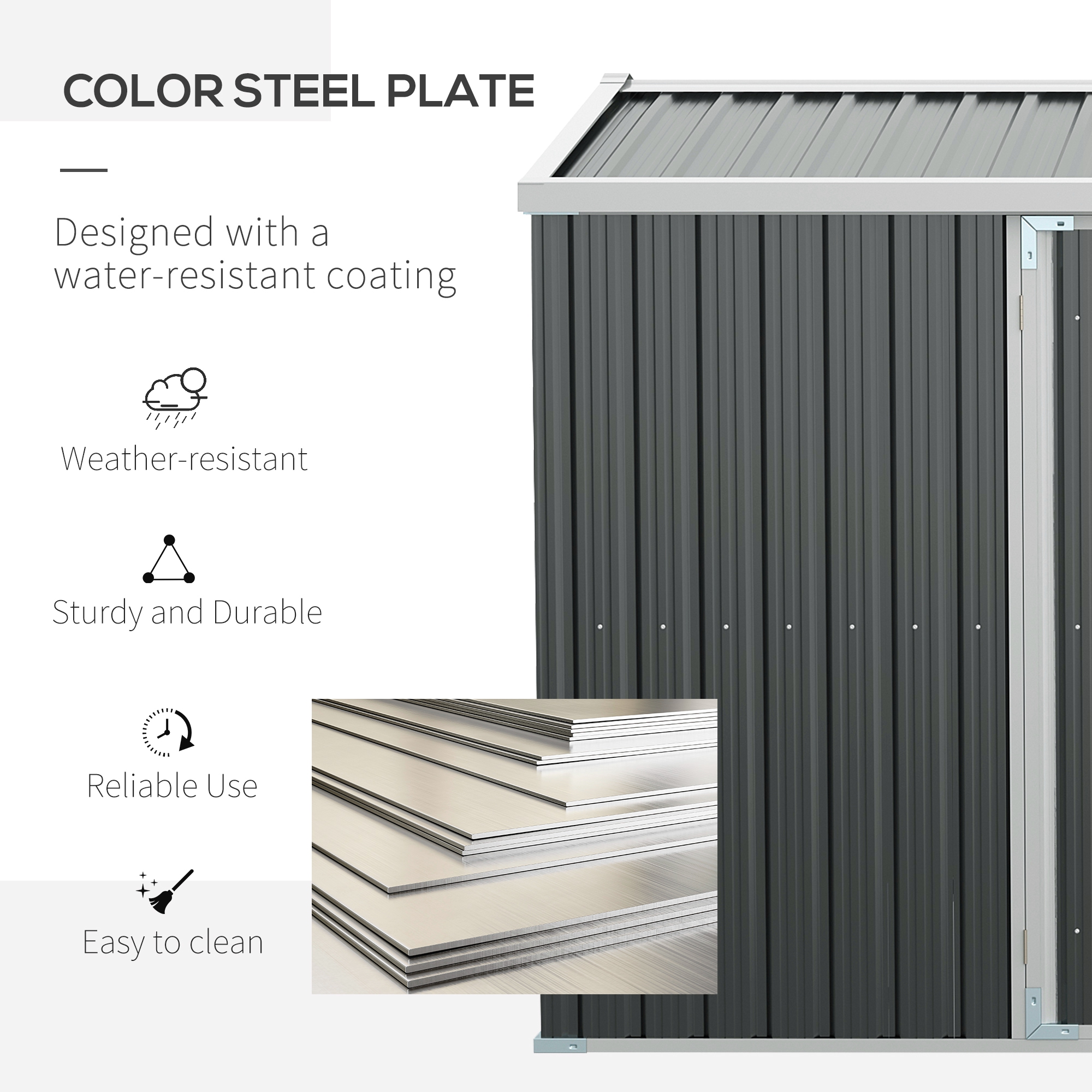 Outsunny 14 x 8ft Outdoor Garden Metal Storage Shed with Lockable Door, Tool Storage Box for Garden, Patio and Lawn, Grey 5