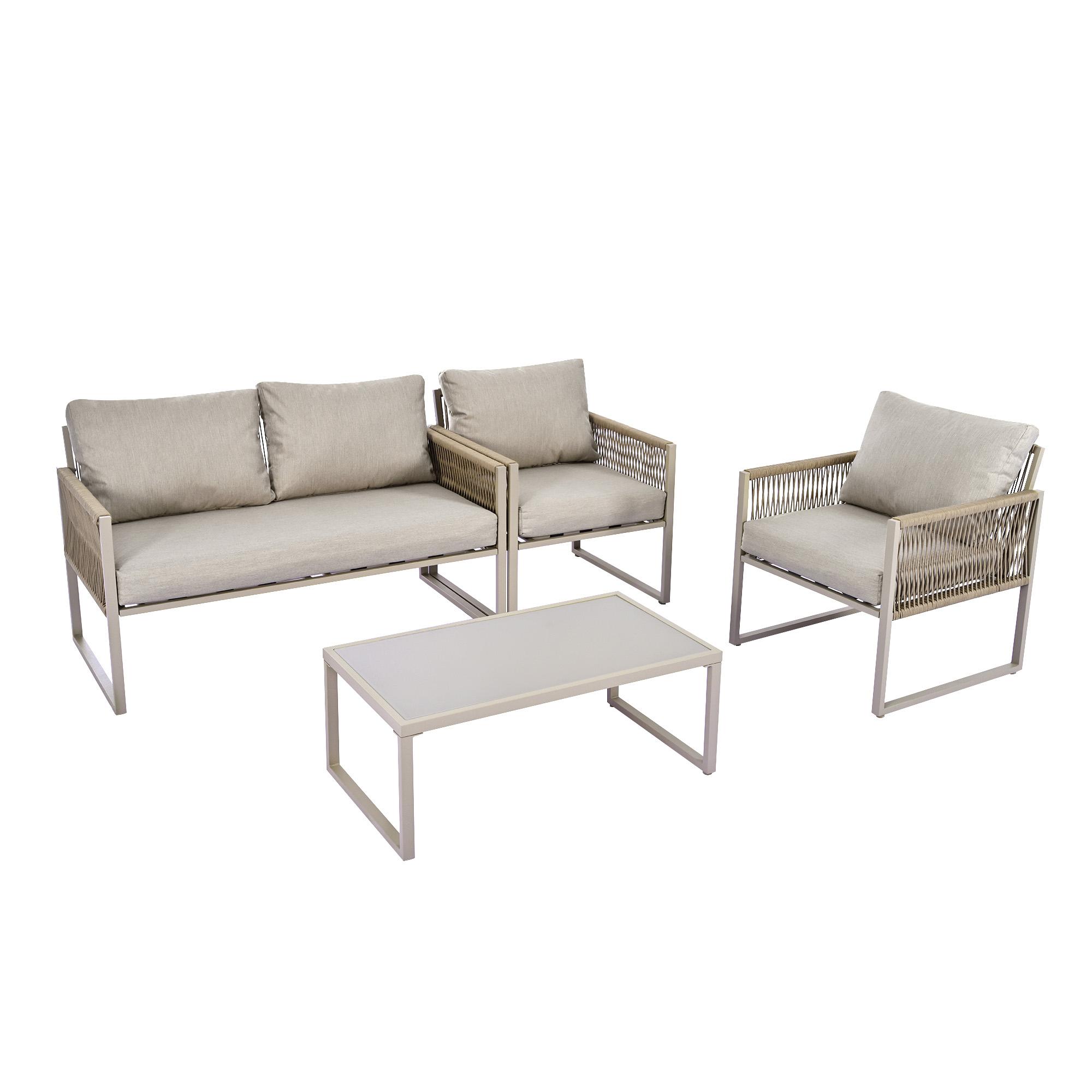 Conjunto de Terraza Muebles de Jardín para 5-6 Personas Moderno Conjunto de Sofás para Exteriores Incluye Mesa de Café Gris | Aosom España