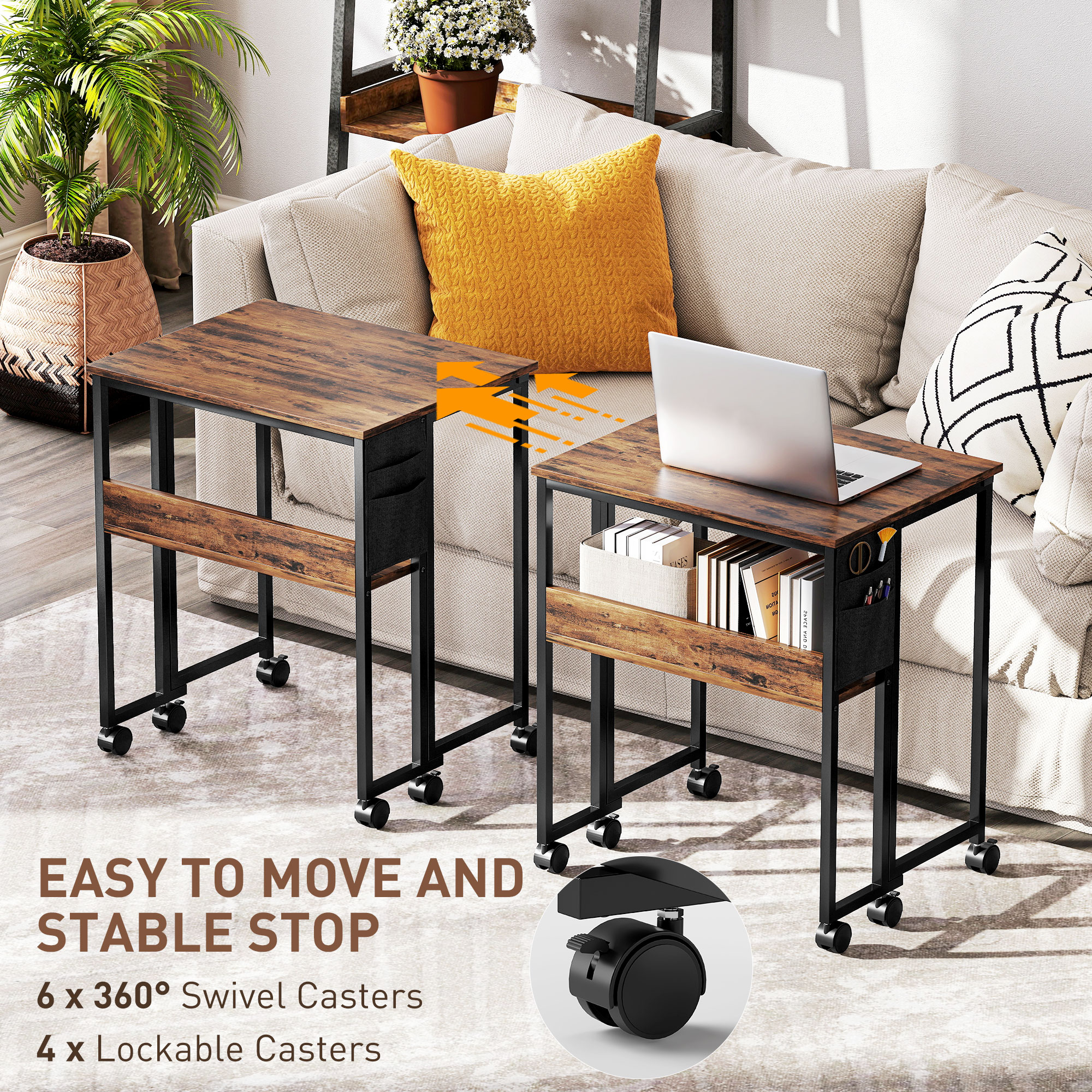 HOMCOM 63 cm Drop Leaf Writing Work Desk Rustic Brown 6