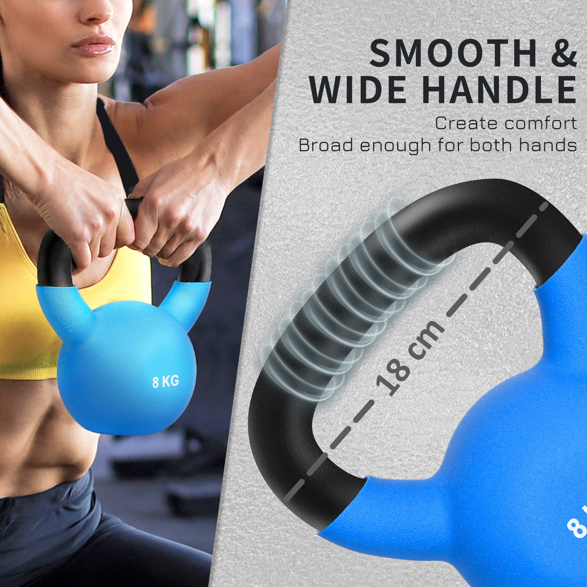 HOMCOM Soft Kettlebell, 8kg Kettle Bell with Non-Slip Handle for Home Gym Weight Lifting and Strength Training, Blue 4
