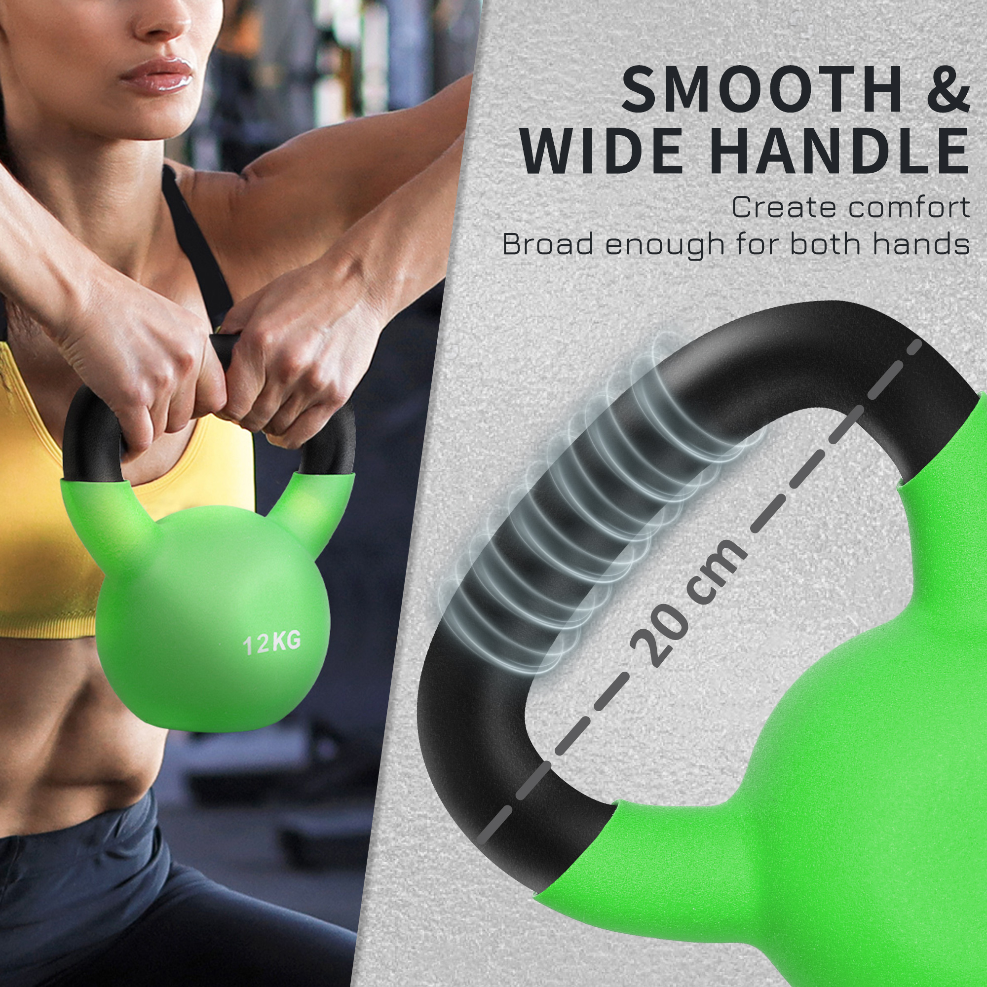 HOMCOM Soft Kettlebell, 12kg Kettle Bell with Non-Slip Handle for Home Gym Weight Lifting and Strength Training, Green 4