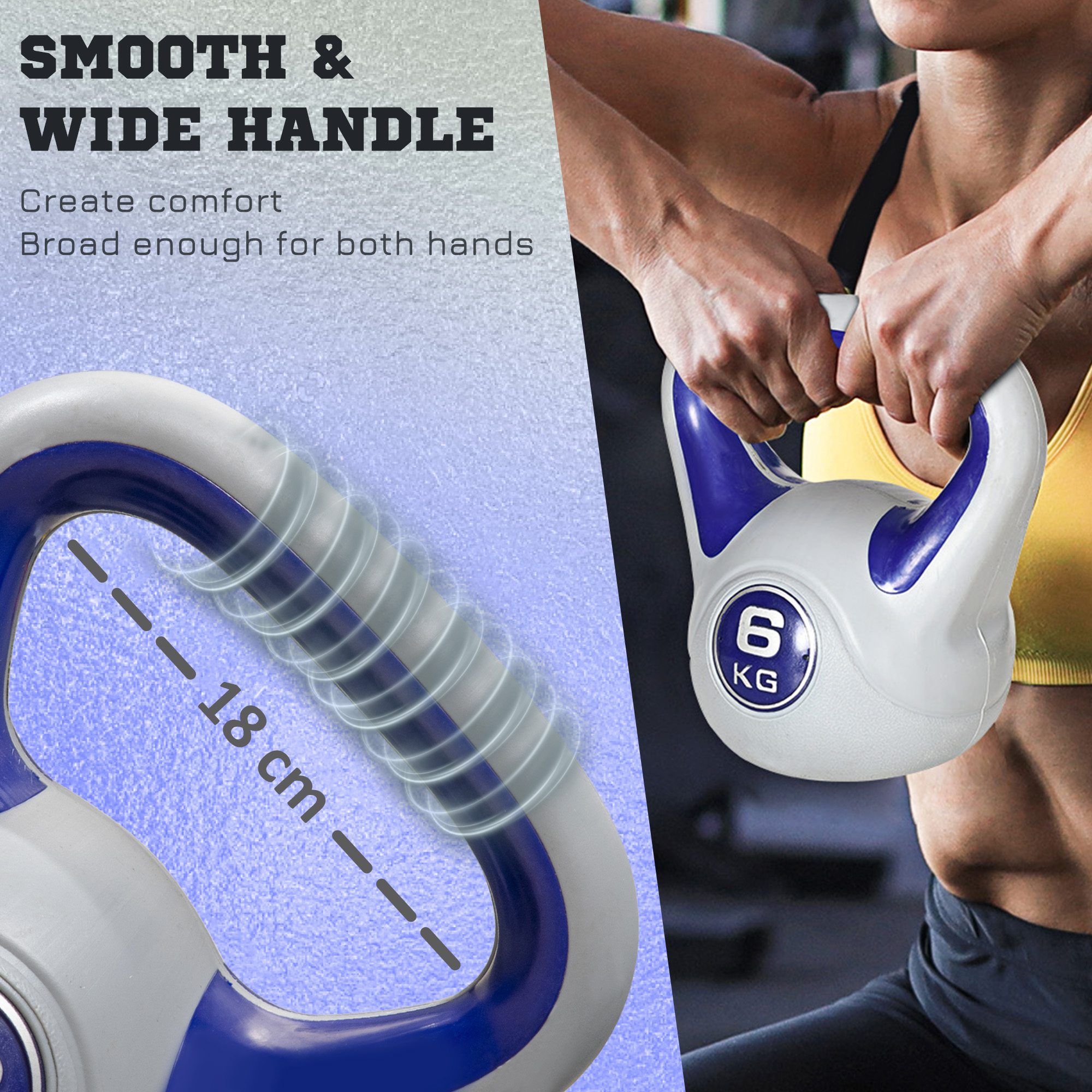 SPORTNOW Kettlebell, 6kg Kettle Bells with Handle for Home Gym Weight Lifting and Strength Training, Purple and Grey 4