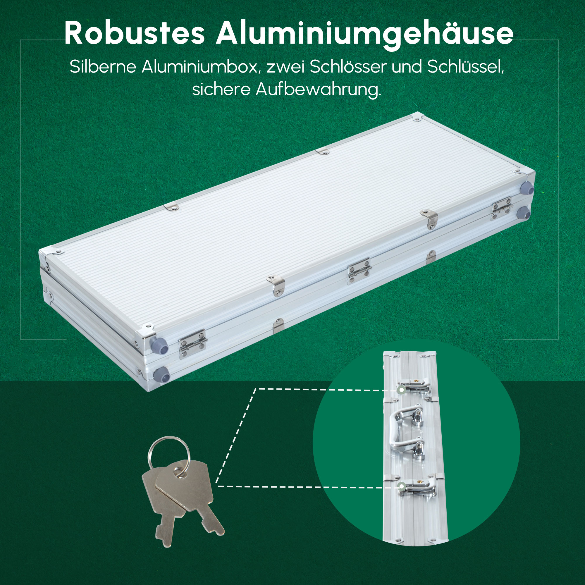 H&F Poker Set Premium - 300 Chips, 2 Karten, Würfel Im Alu-Koffer