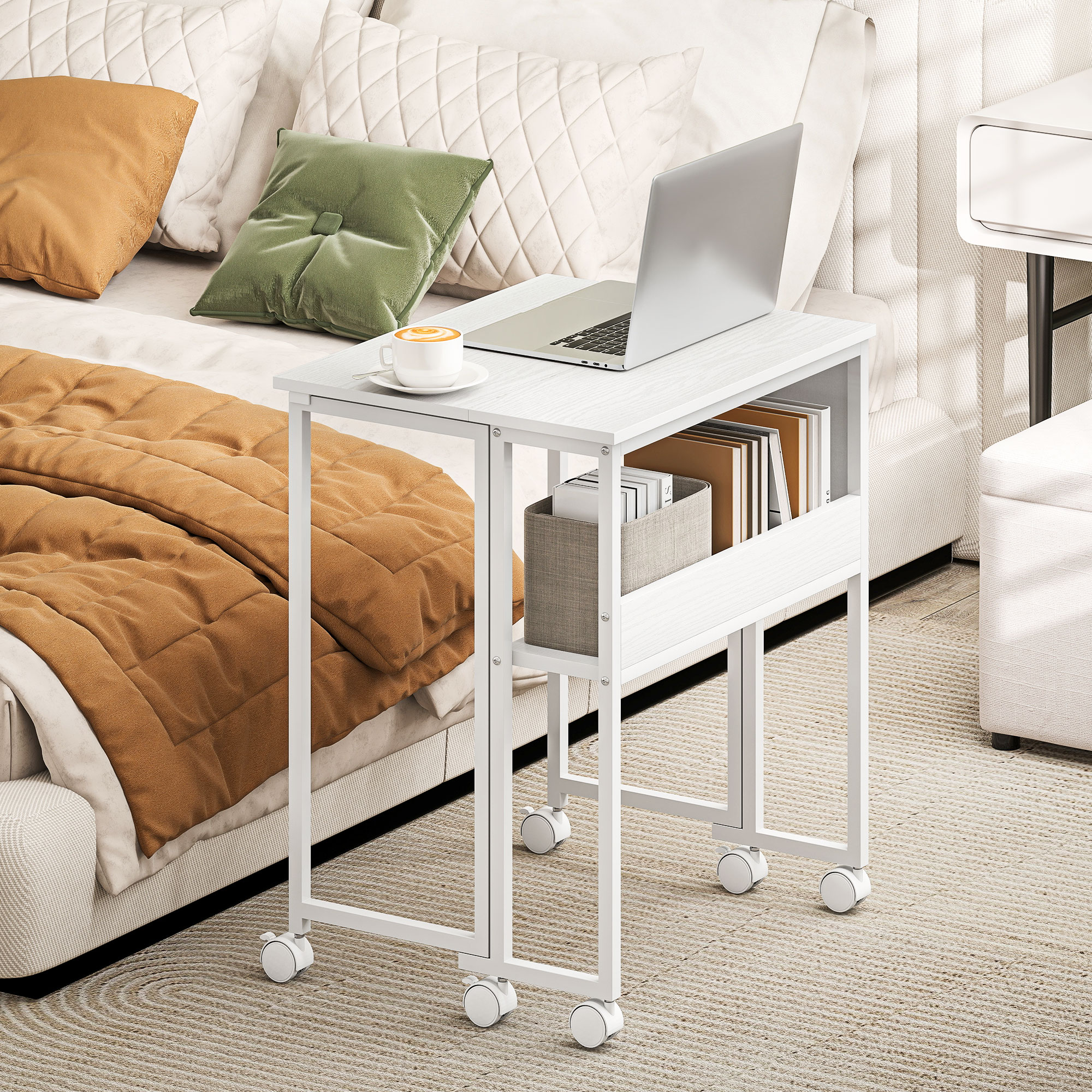 HOMCOM 63 cm Drop Leaf Writing Work Desk White 7