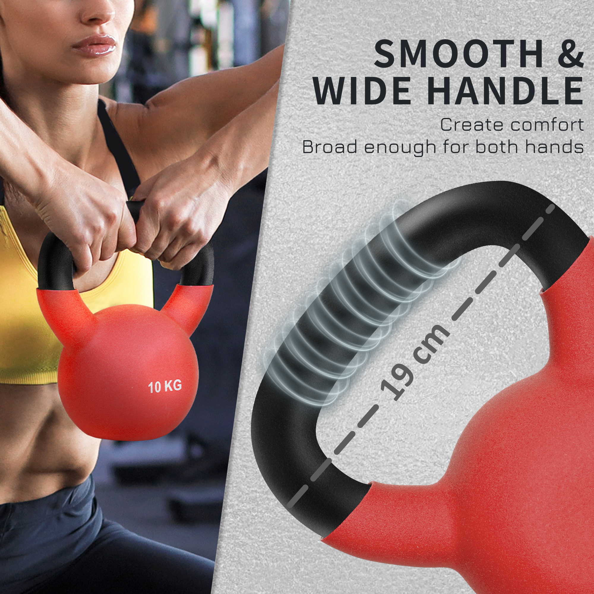 HOMCOM Soft Kettlebell, 10kg Kettle Bell with Non-Slip Handle for Home Gym Weight Lifting and Strength Training, Red 4