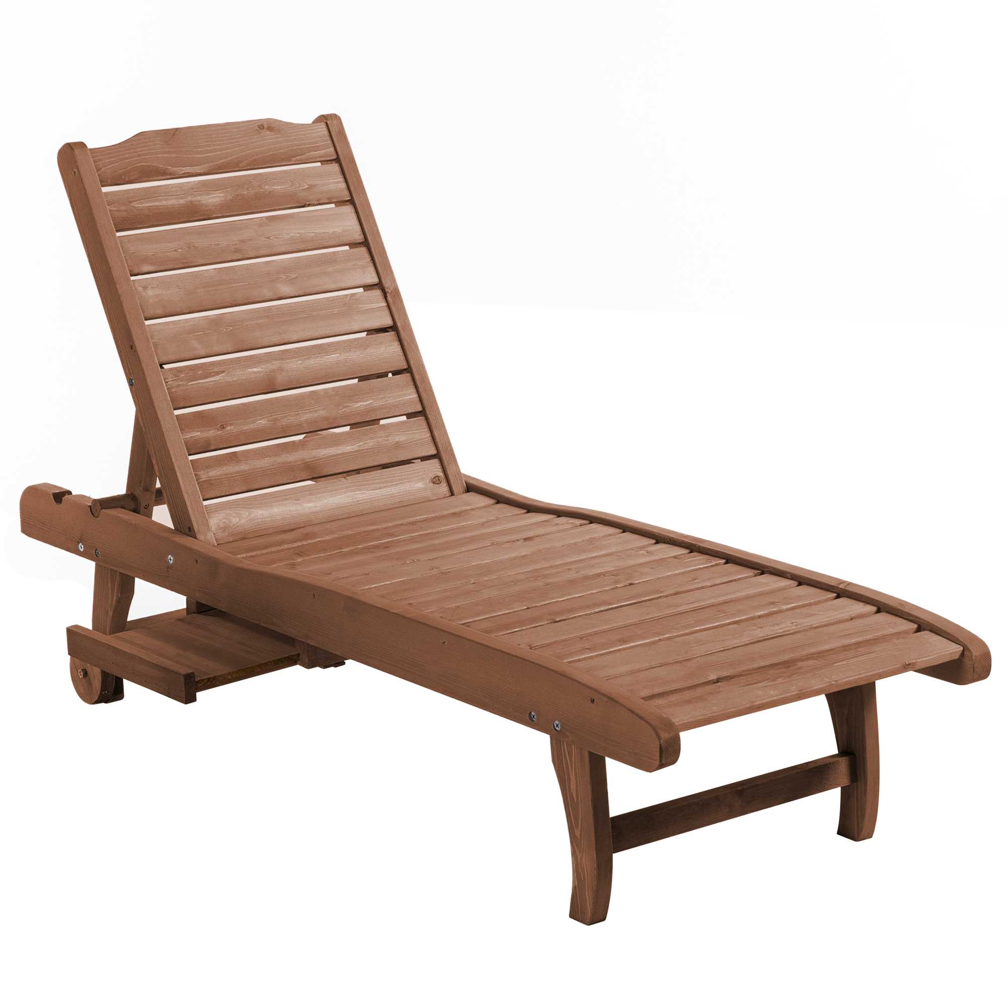 Outsunny Tumbona de Madera Exterior Silla Reclinable con 2 Ruedas Respaldo Ajustable Bandeja Natural 130 kg Cómoda y Práctica   Aosom España