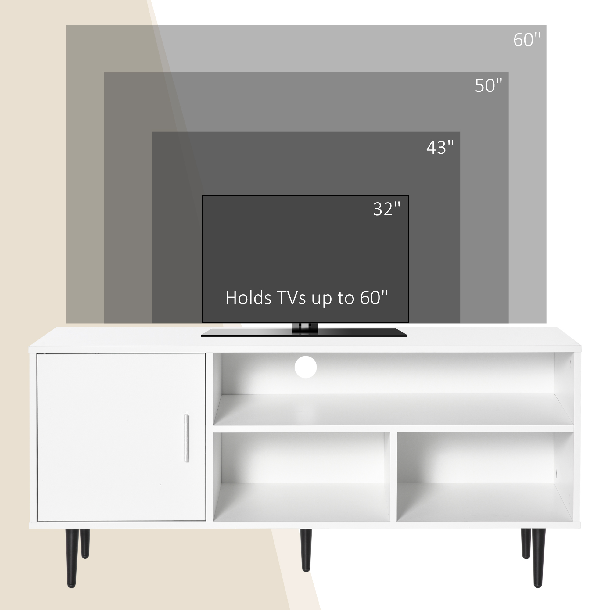 HOMCOM TV Stand Cabinet for TVs up to 60 Inches White 7