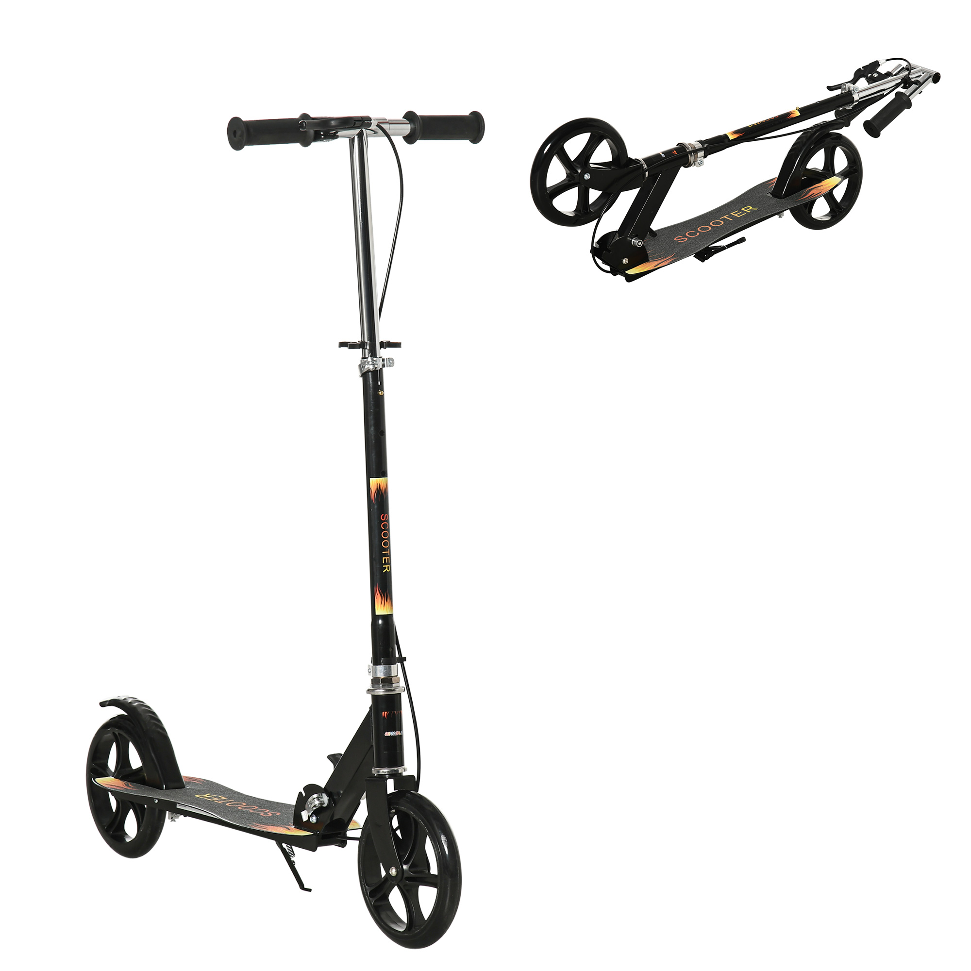 HOMCOM Trottinette pliable pour enfant avec guidon réglable en hauteur et double frein 86 x 35 x 93-103 cm noir