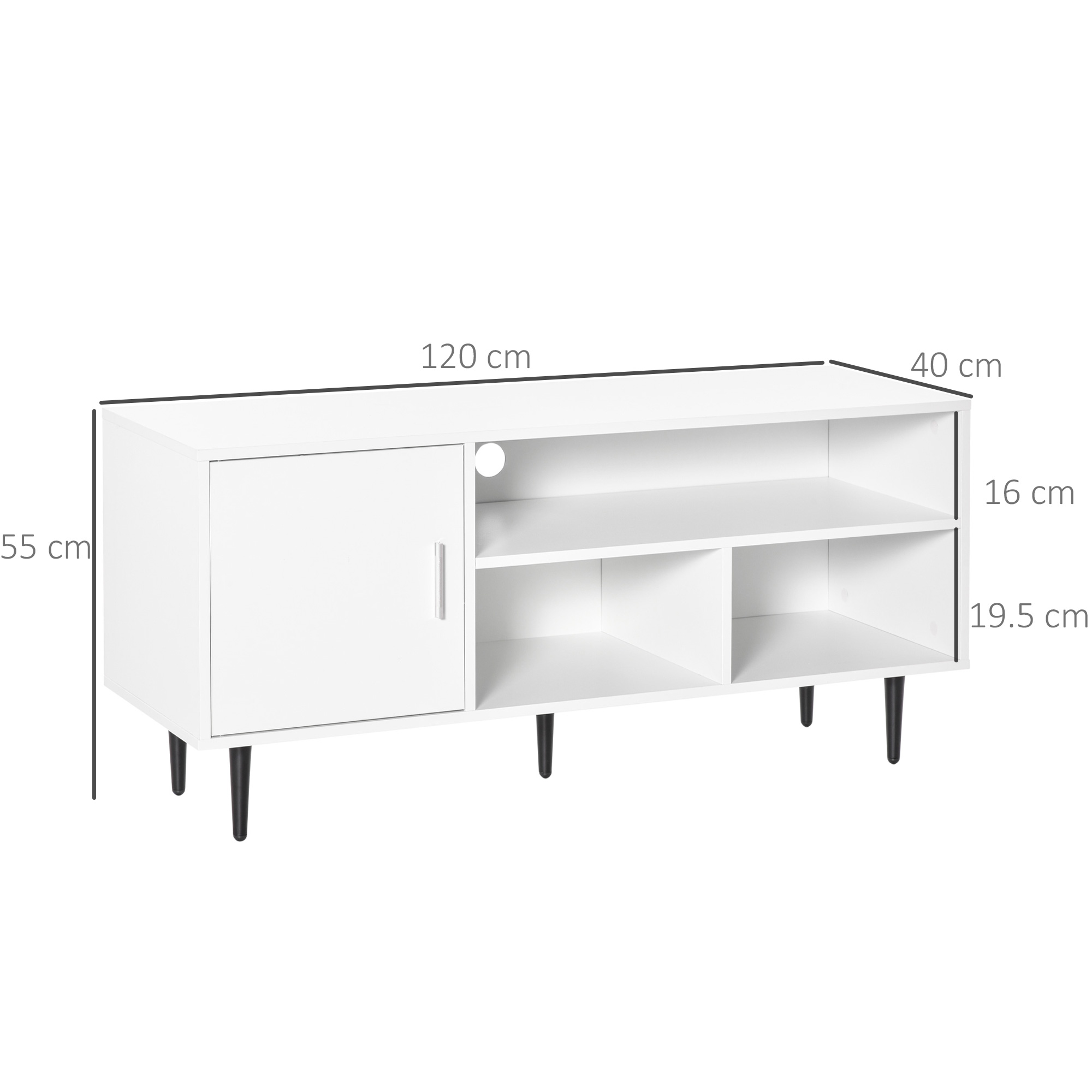 HOMCOM TV Stand Cabinet for TVs up to 60 Inches White 3