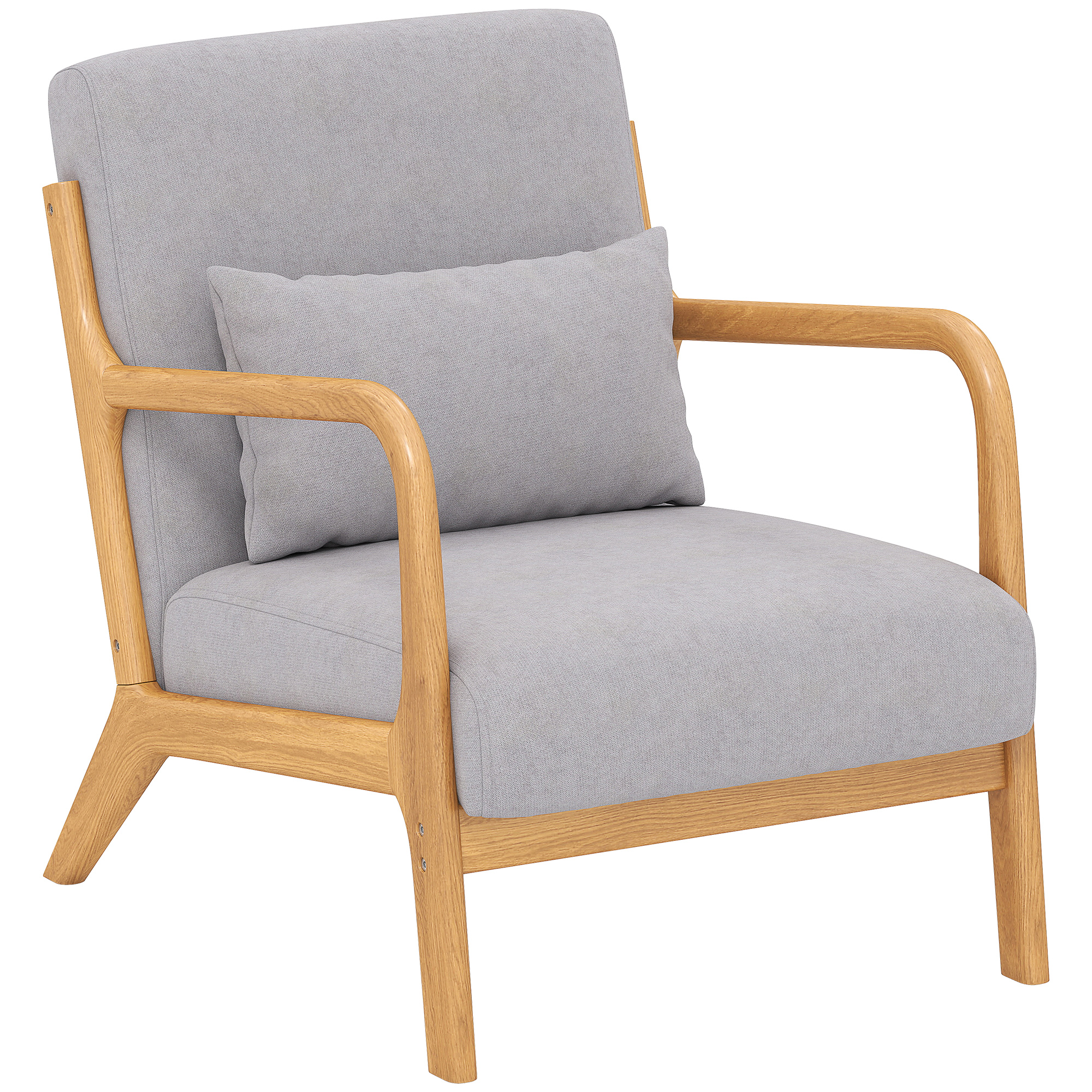 HOMCOM Fauteuil Enfant Oreilles Grand Confort - Lin Gris, Bois Hévéa Verni