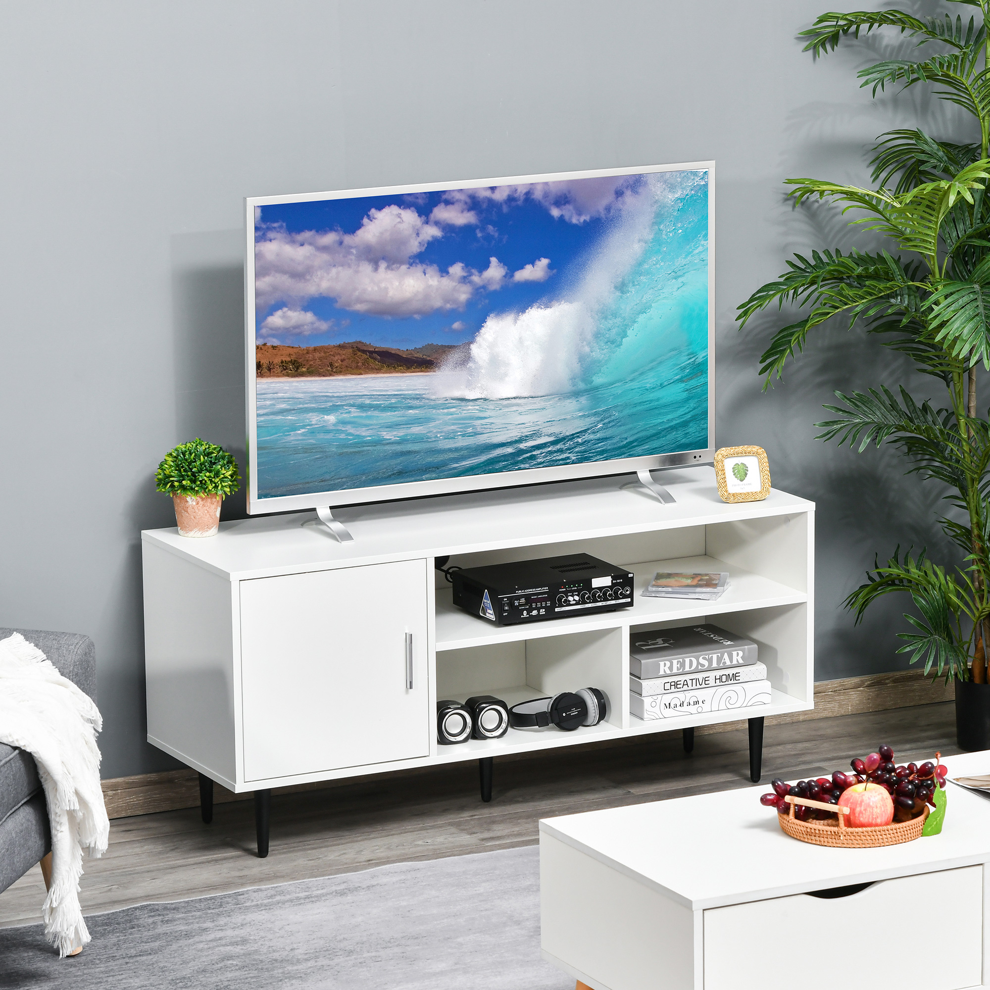 HOMCOM TV Stand Cabinet for TVs up to 60 Inches White 2