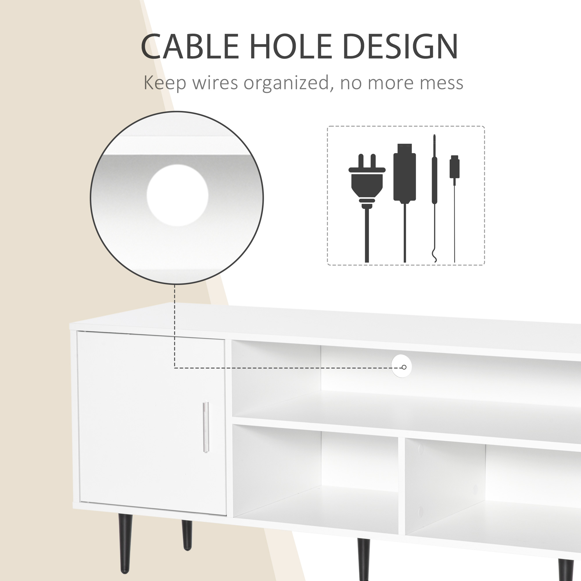 HOMCOM TV Stand Cabinet for TVs up to 60 Inches White 4