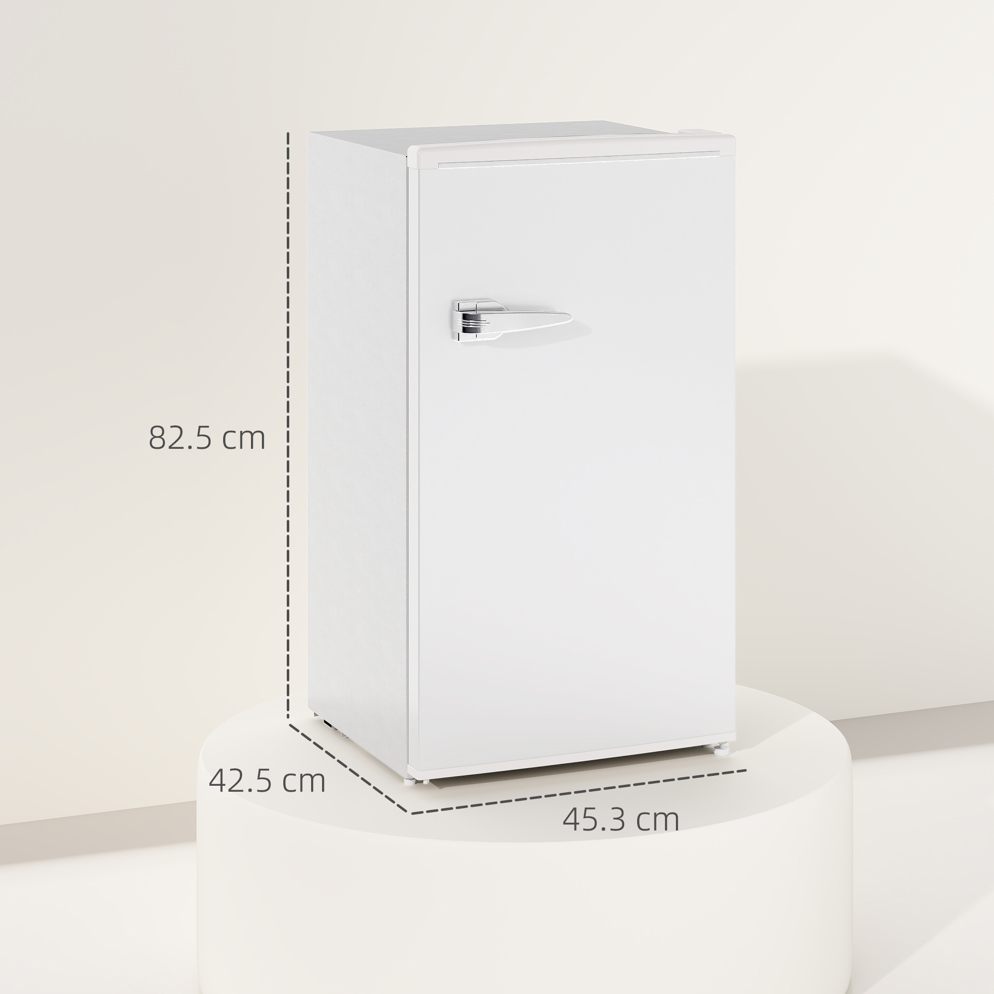HOMCOM Under Counter Fridge, 85L Small Retro Refrigerator with Chiller Box, Adjustable Thermostat, Glass Shelves, White 3