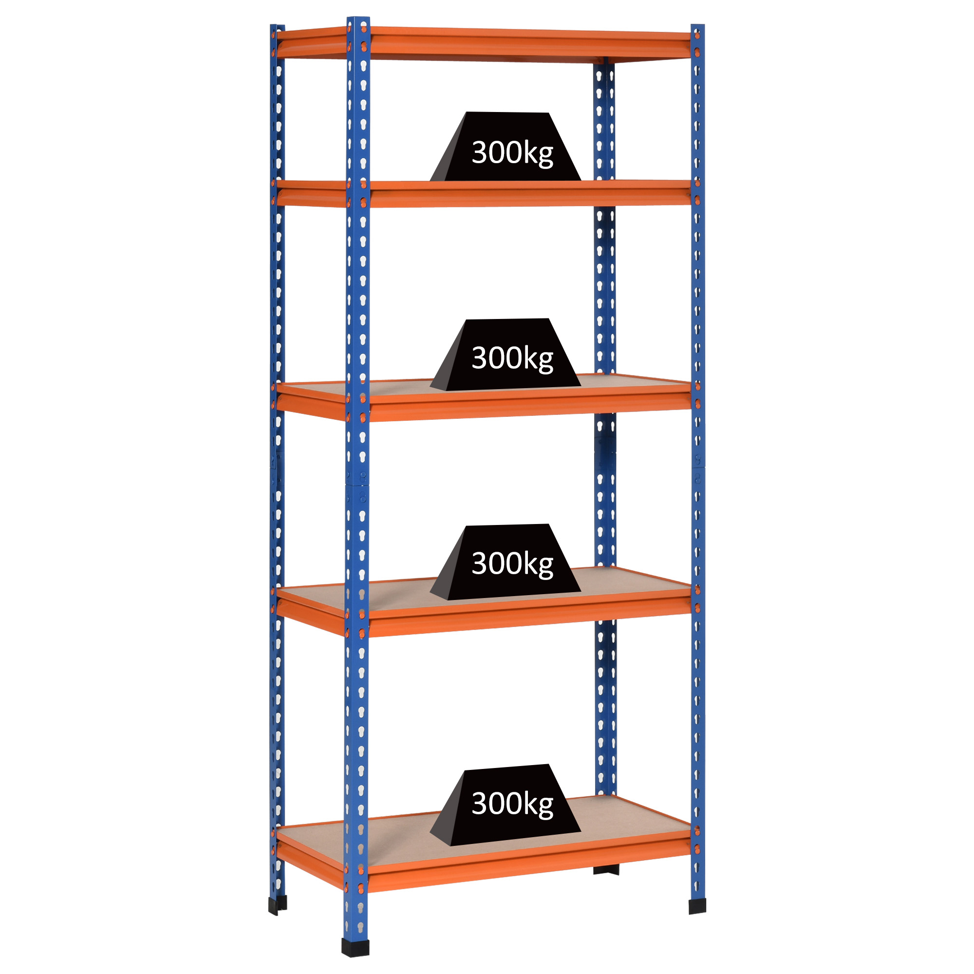 Relaxdays Étagère, lot de 2, HxLxP: 147,5 x 75,5 x 30,5 cm, 160 kg maximum, acier, 4 niveaux, rangement, garage, bleu