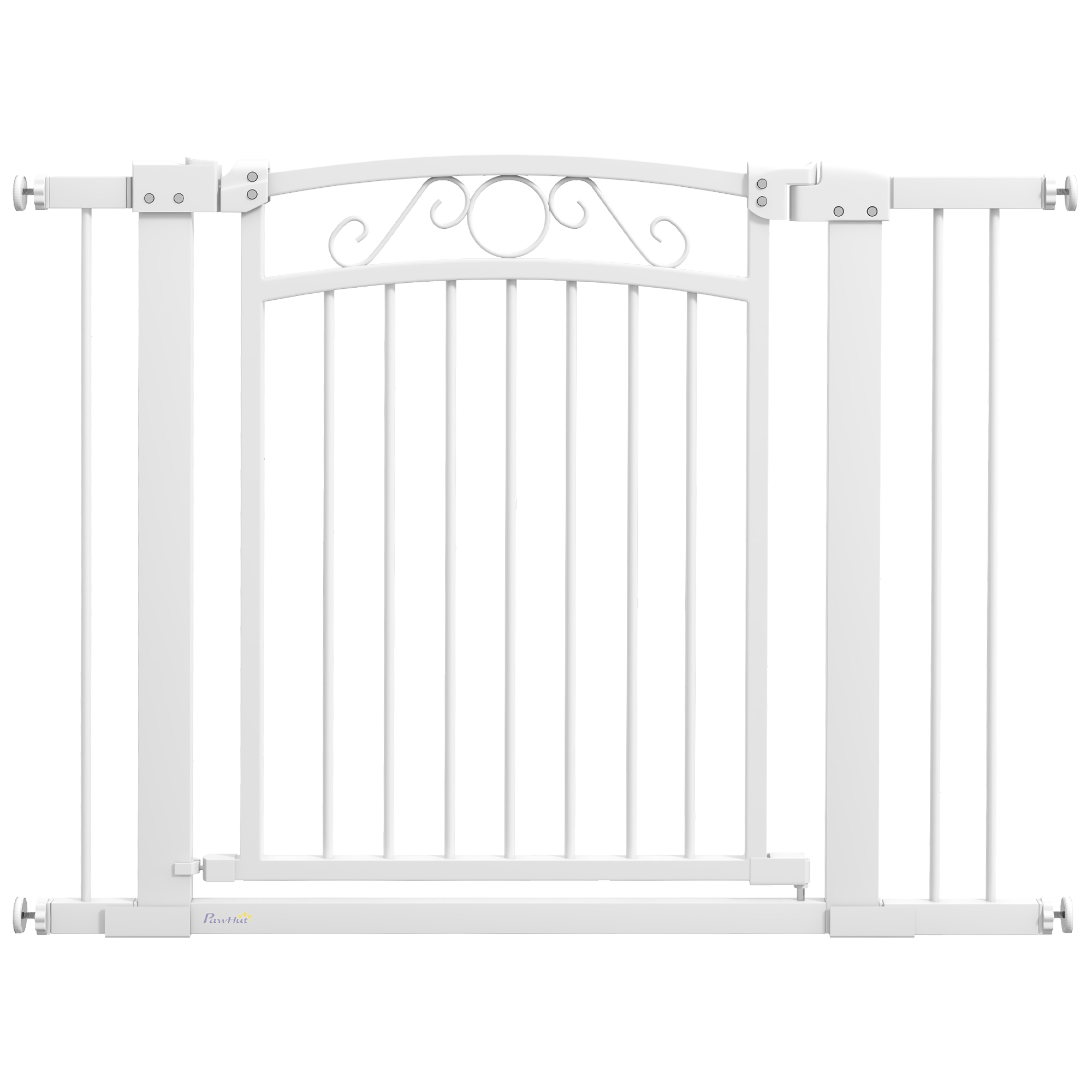PawHut Puerta para Perros con Ancho Ajustable 76-104 cm con 2 Extensiones Doble Bloqueo Blanco