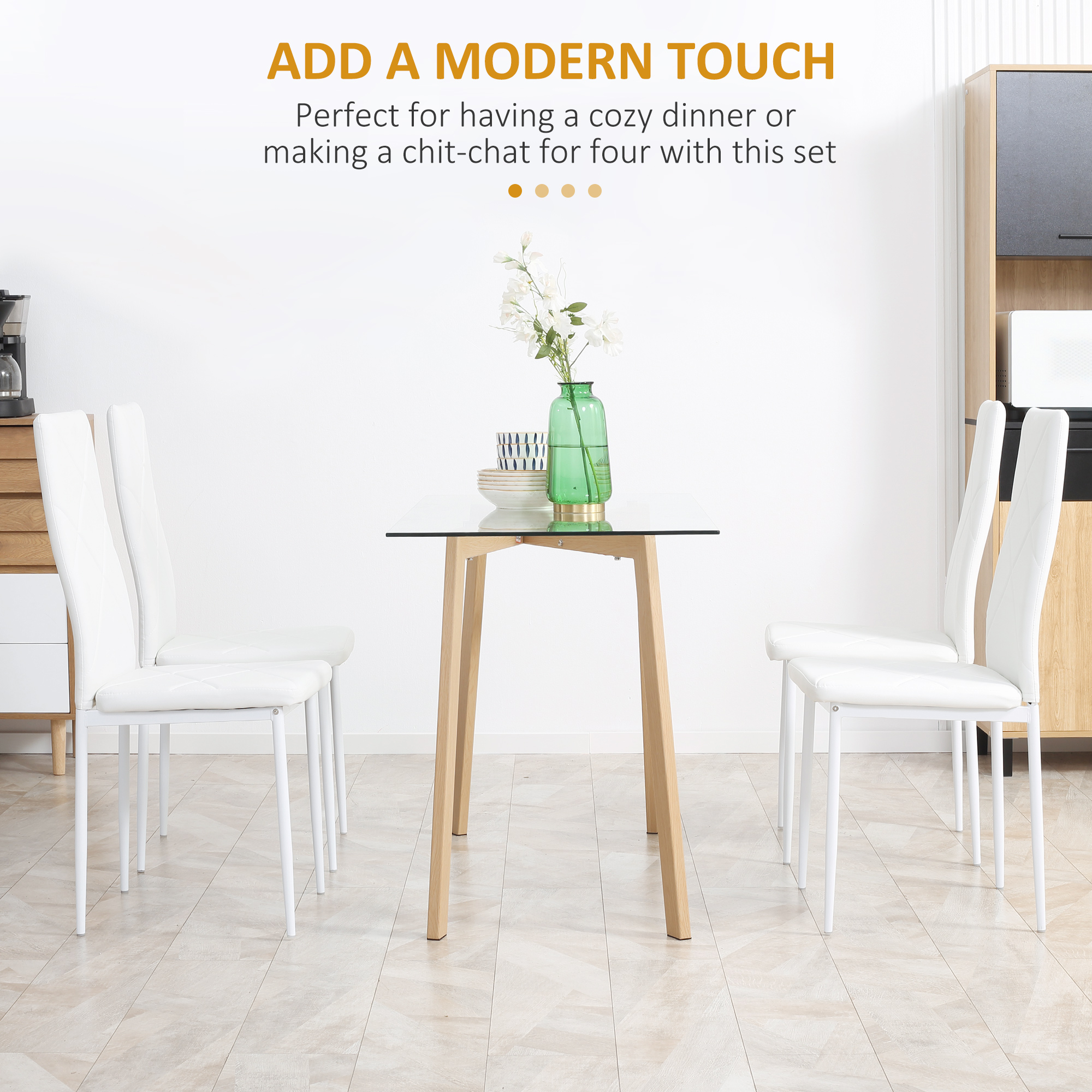HOMCOM Set of 4 Faux Leather Dining Chairs White 4